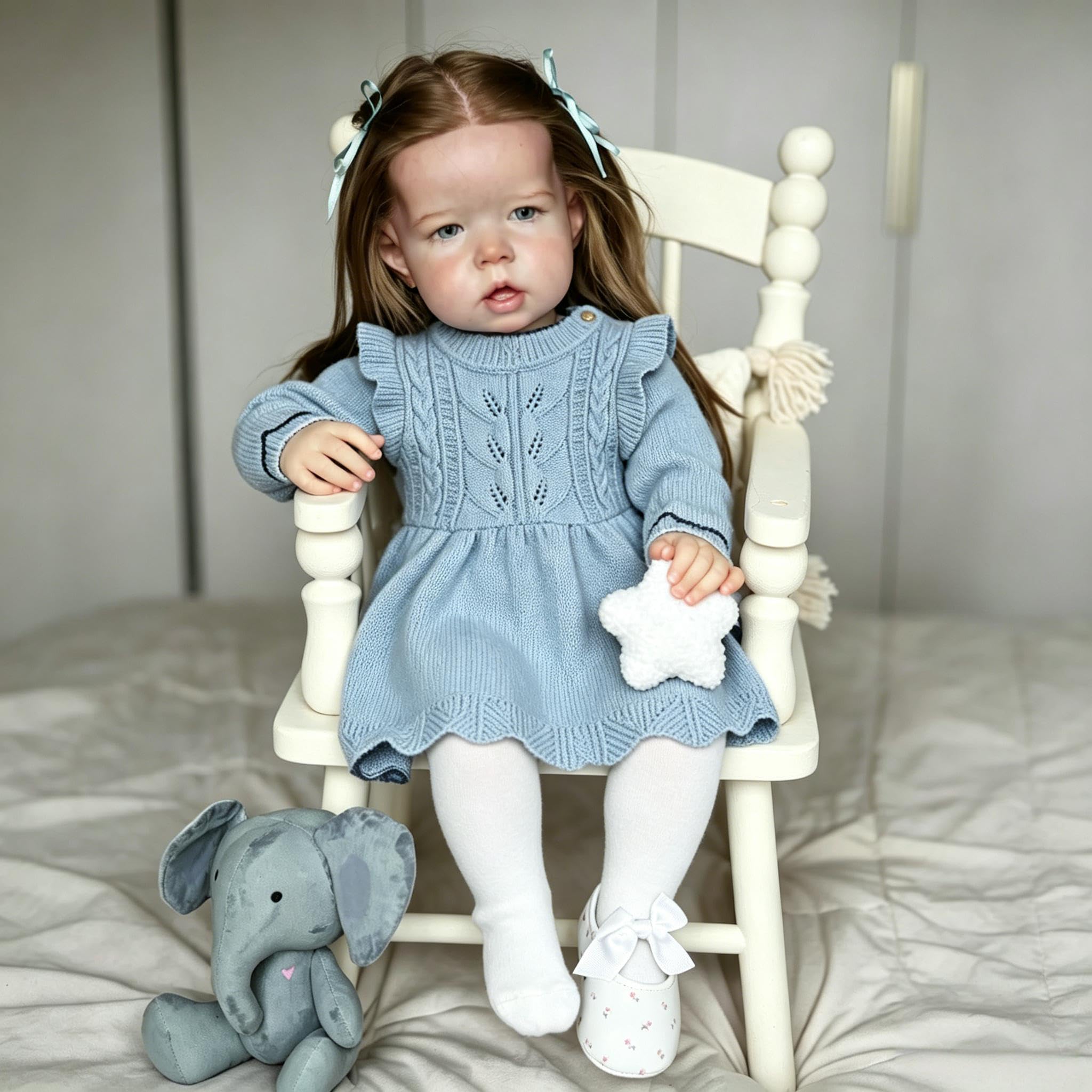 RXDOLL Bambole rinate di grandi dimensioni per bambine da 71 cm, realistiche, con capelli lunghi, realistiche, dall'aspetto realistico, in tessuto vinilico, per ragazze, regali di Natale