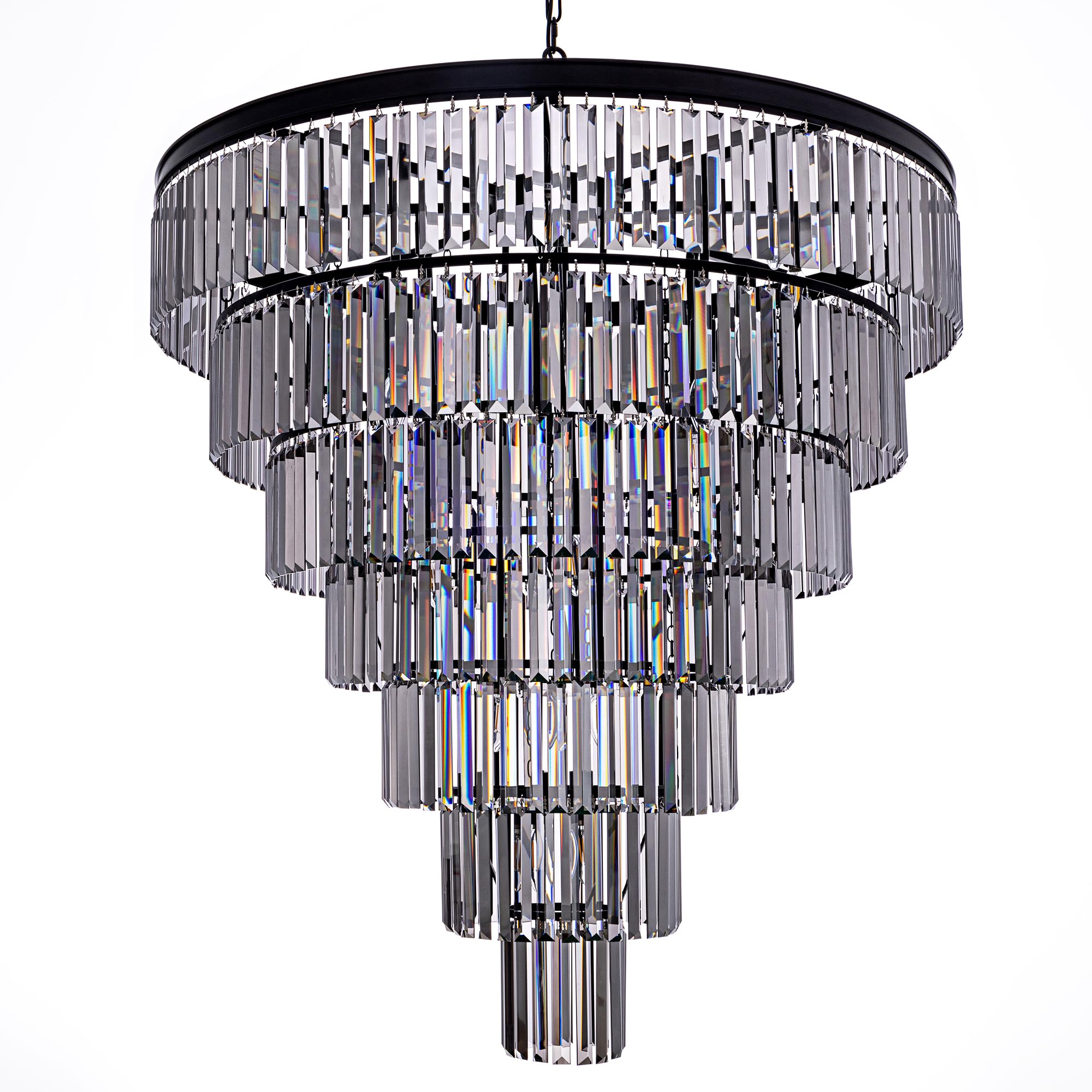 TOCHIC Black Crystal Chandelier for Living Room, 40 Inch 7-Tier