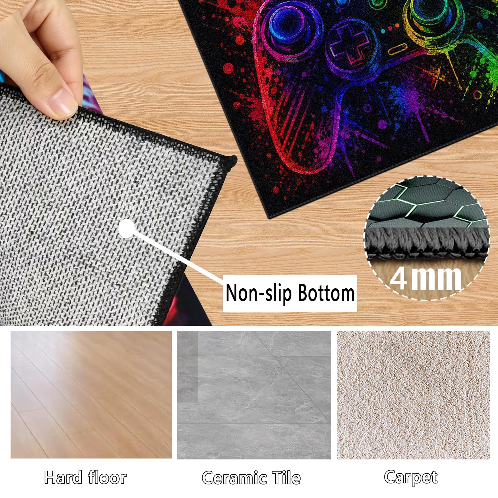 Tapis de Protection Sol Gaming Tapis Chaise de Jeu/Bureau 180 x 200 cm | Antidérapant Tapis de Protection de Plancher Dur Tapis de Sol pour Chaise Gamer Ordinateur Tapis de Sol Bureau Tissu