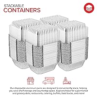 Vista 4 de Stock Your Home Sartenes pequeños de aluminio de 1 libra con tapas (paquete de 25) sartenes de aluminio + tapas de plástico transparente, utensilios