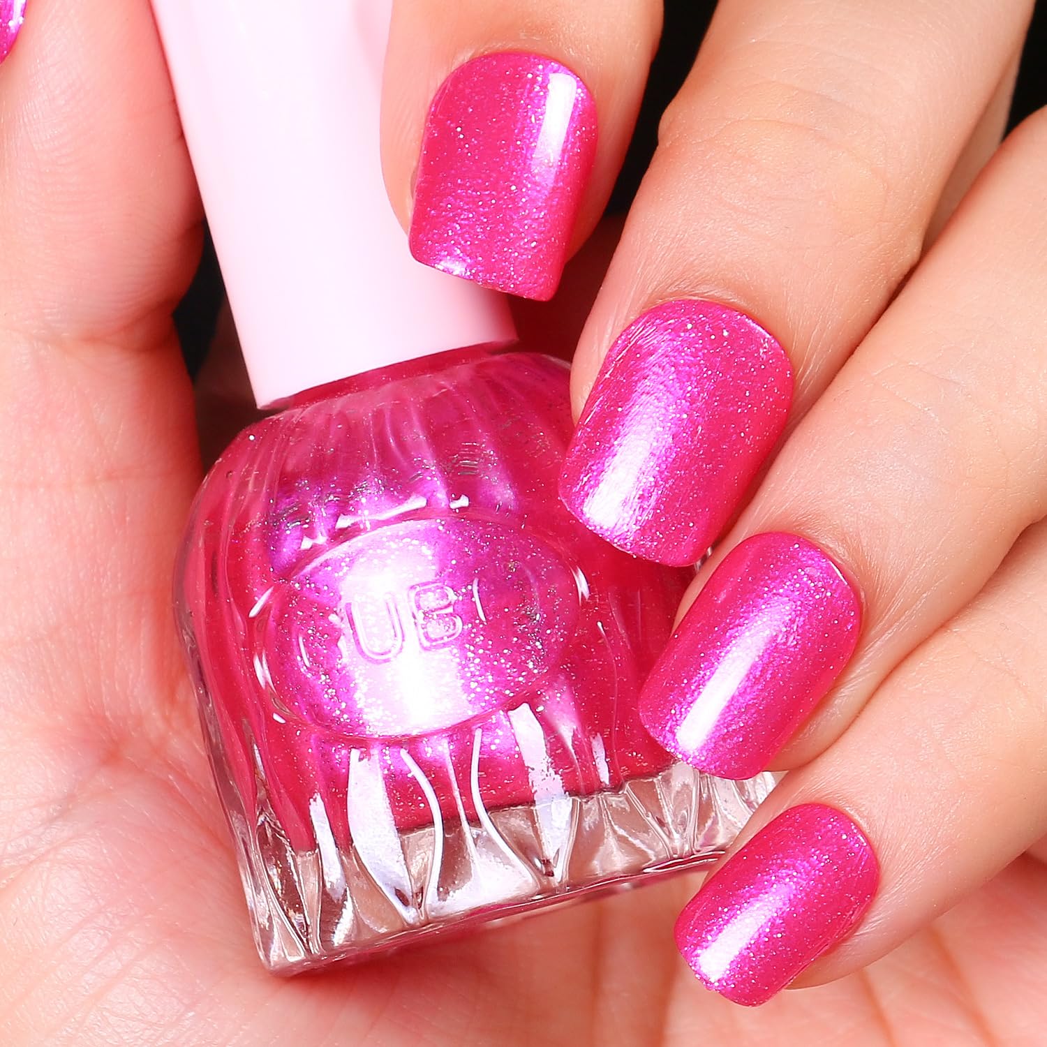 Major Dijit Quick Air Dry Nail Polish Glitter VioletRed Regular Nail Polish Non UV Gel Hema 0.34 fl oz.