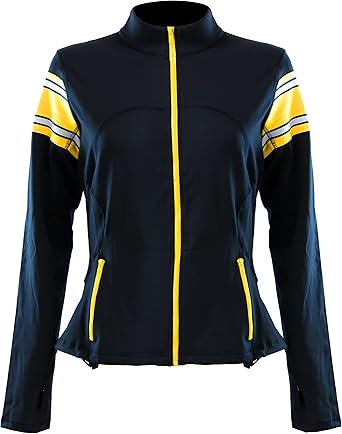 black jacket with yellow stripes