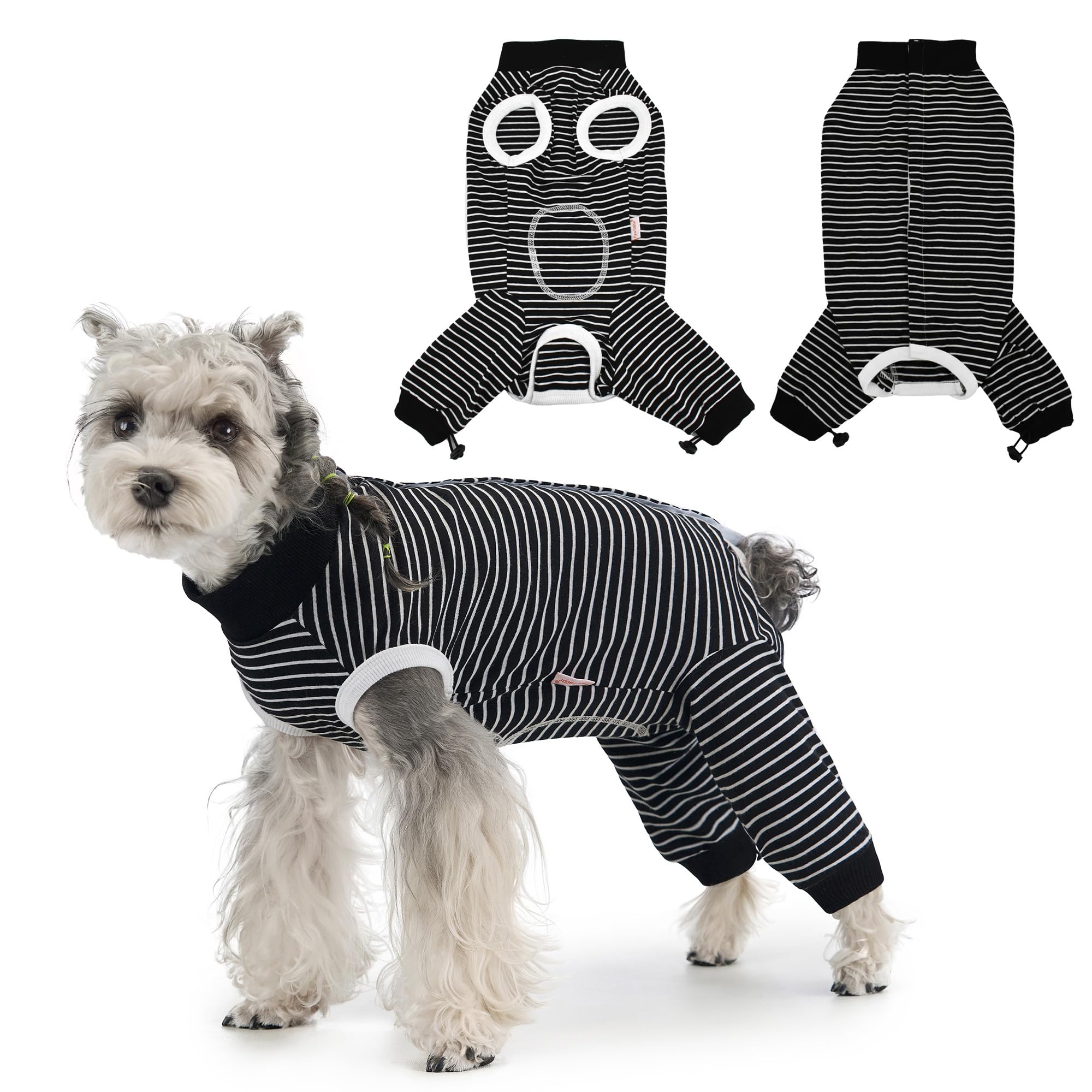 PawSailor Adjustable Dog Surgery Recovery Suit Hind Leg Drawstring Black XL