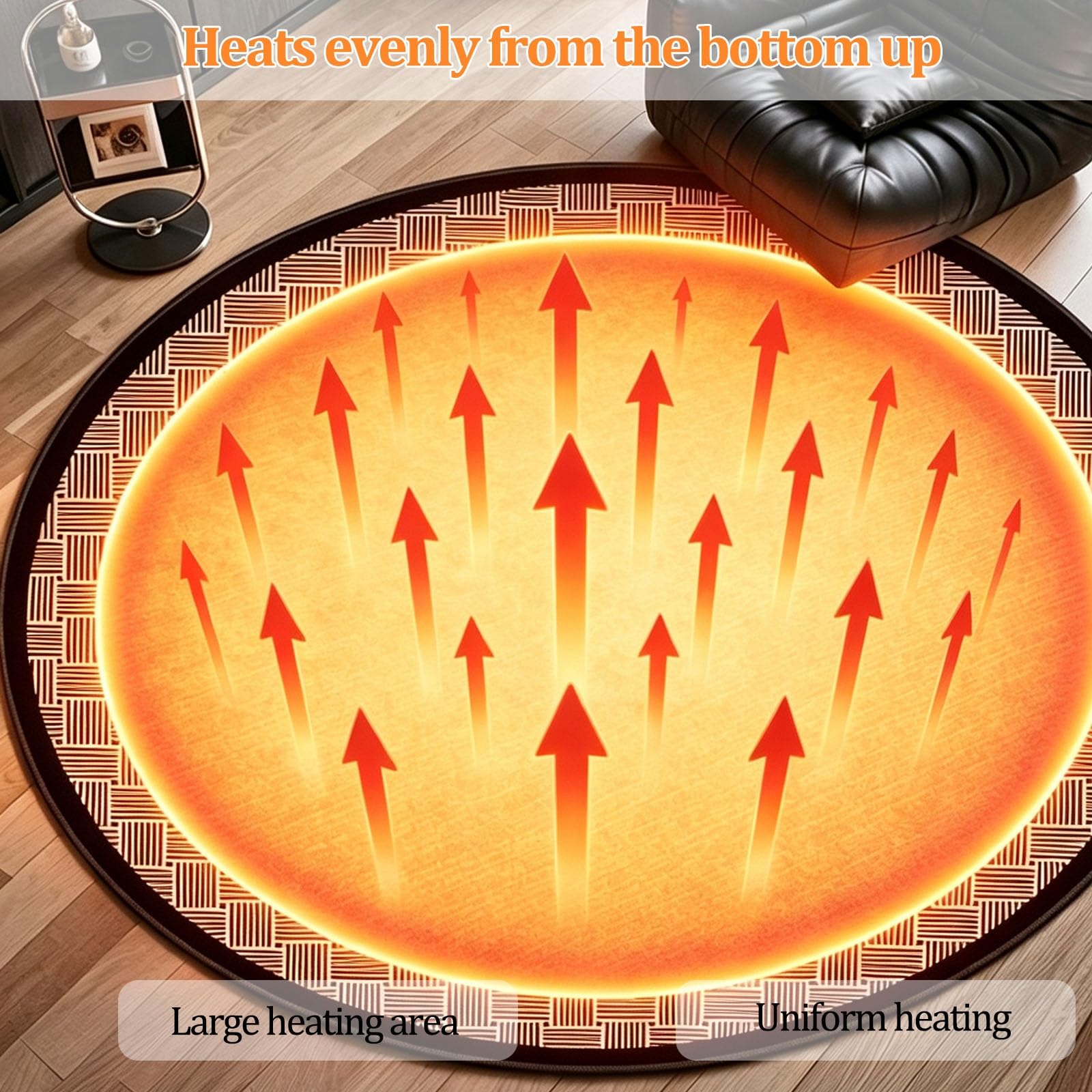 Tappeto riscaldante elettrico in morbido peluche | Tappetino riscaldante per pavimenti con timer e riscaldamento rapido, ideale per casa, ufficio e studio(A,80x80cm)