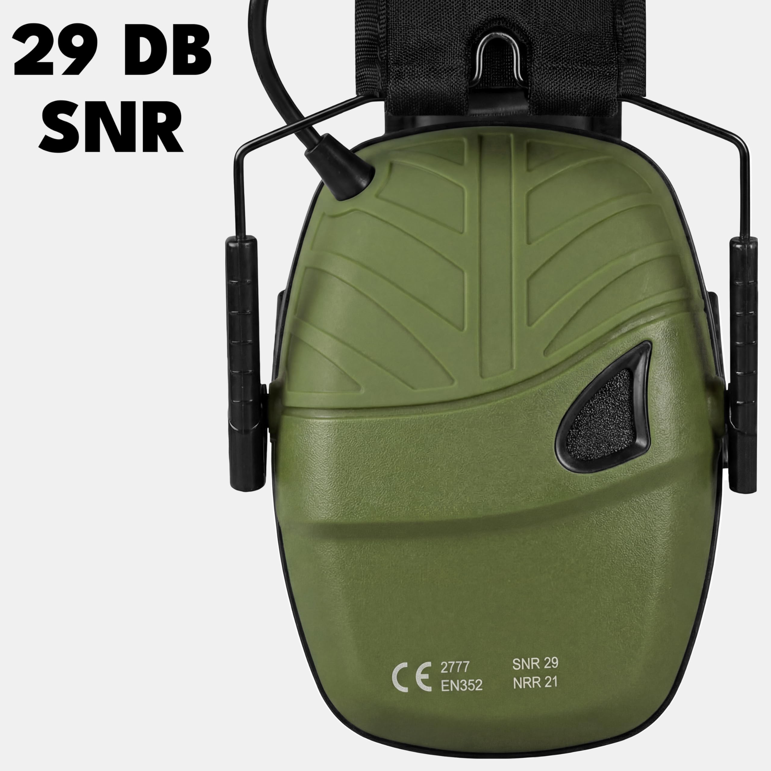 ACE Alpha Protección auditiva - Orejeras activas para trabajo/caza/deportes de tiro - EN 352 - Verde