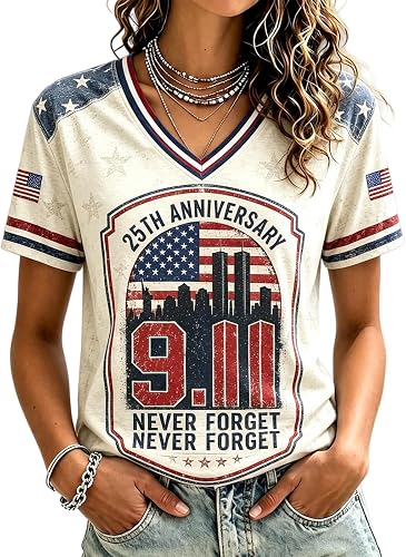 Shiketong Women's 9/11 25th Anniversary Shirt Graphic T-Shirts