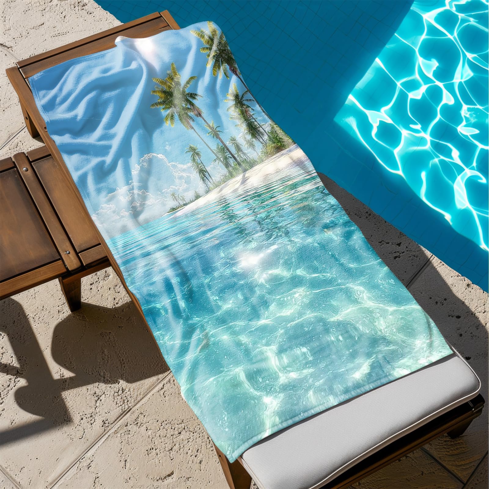 Beach Towel Green Ocean Microfibre Towel for Women Men,Gym Towel for Travel Swim Camping,Quick Fast Dry,Travel Essentials,Swimming