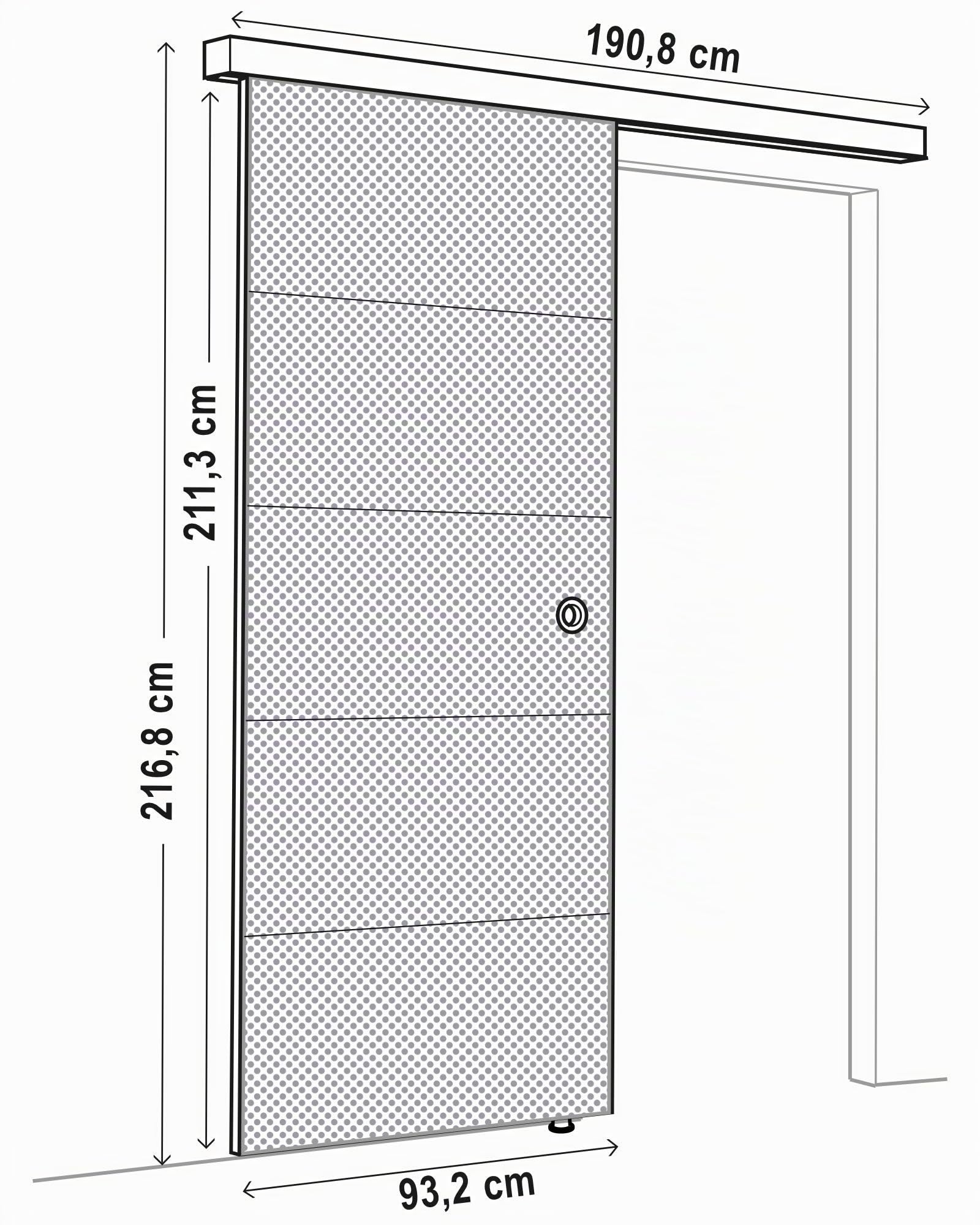 Ondis24 Porta scorrevole Slide, per camera d'appartamento, con binario lungo la parete, divisorio per interni con binario, kit di sistema per porta scorrevole, divisorio con guida a pavimento (93 cm