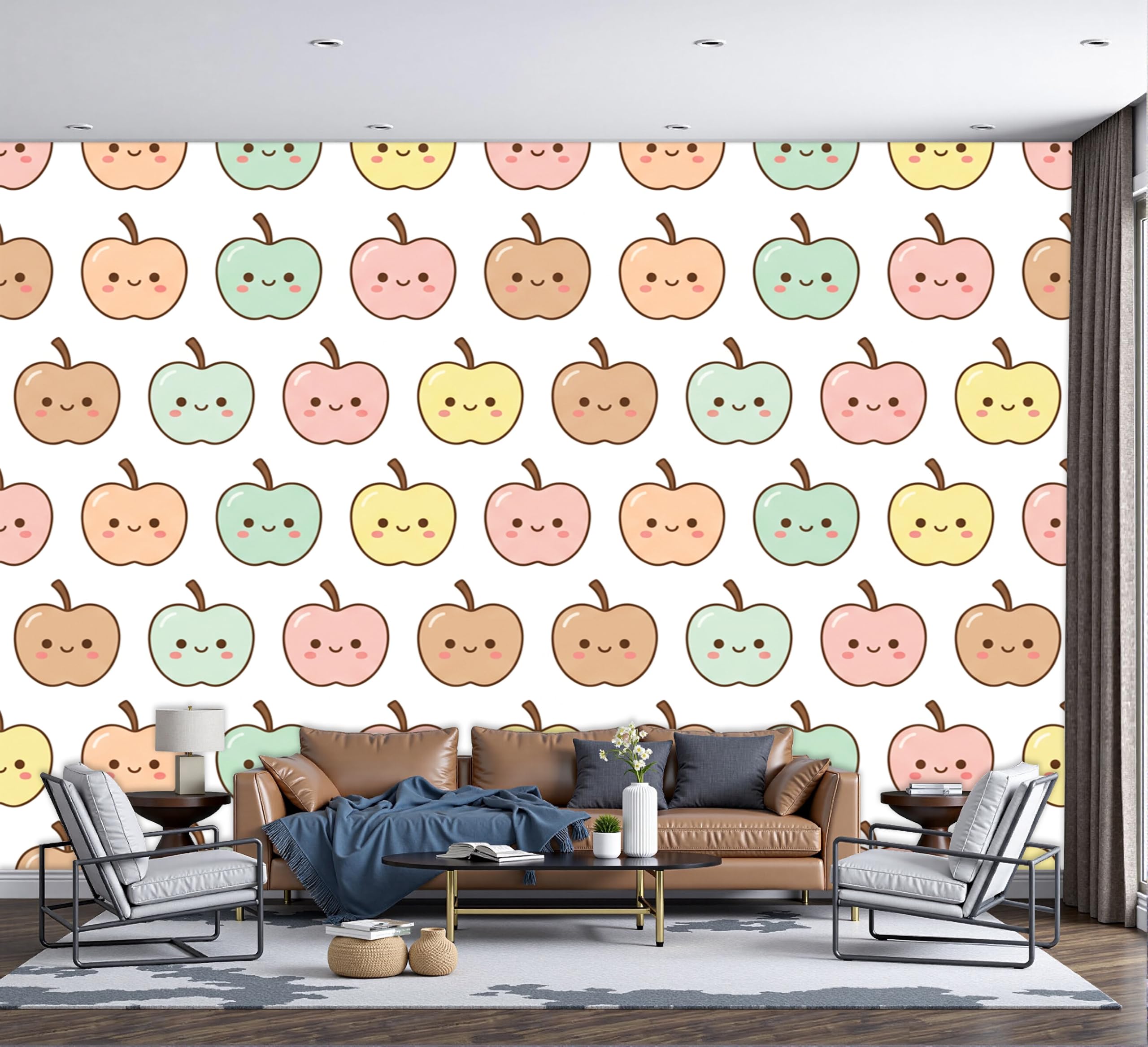 Papier peint panoramique nourriture dessin animé chambre enfant