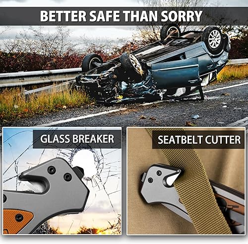 Miniatura 5 de NedFoss Cuchillos de bolsillo para hombres, cuchillo de bolsillo plegable recubierto negro, cuchillo de supervivencia de senderismo de pesca, con