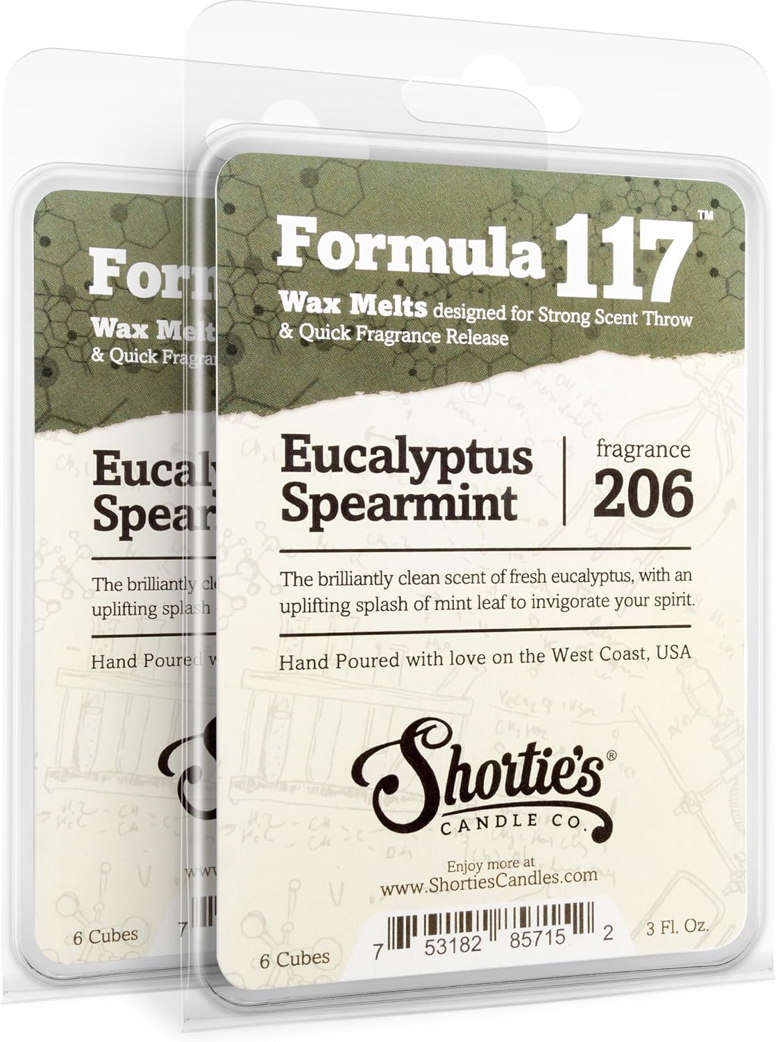 Shortie's Candle Company Tahoe Pine Premium Wax Melts 2 Pack - 6 Oz., Strong & Long Lasting, Non-Toxic - Made with Essential & Natural Oils - Formula 117