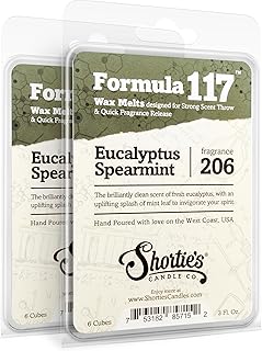 Eucalyptus Spearmint Wax Melts Multi Pack - Formula 117 - 2 Highly Scented 3 Oz. Bars (6 Oz. Total) - Made With Essential & Natural Oils - Fresh & Clean Air Freshener Cubes Collection
