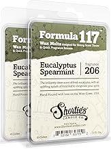 Shortie's Candle Company Eucalyptus Spearmint Premium Wax Melts 2 Pack - 6 Oz., Strong & Long Lasting, Non-Toxic - Made with Essential & Natural Oils - Formula 117
