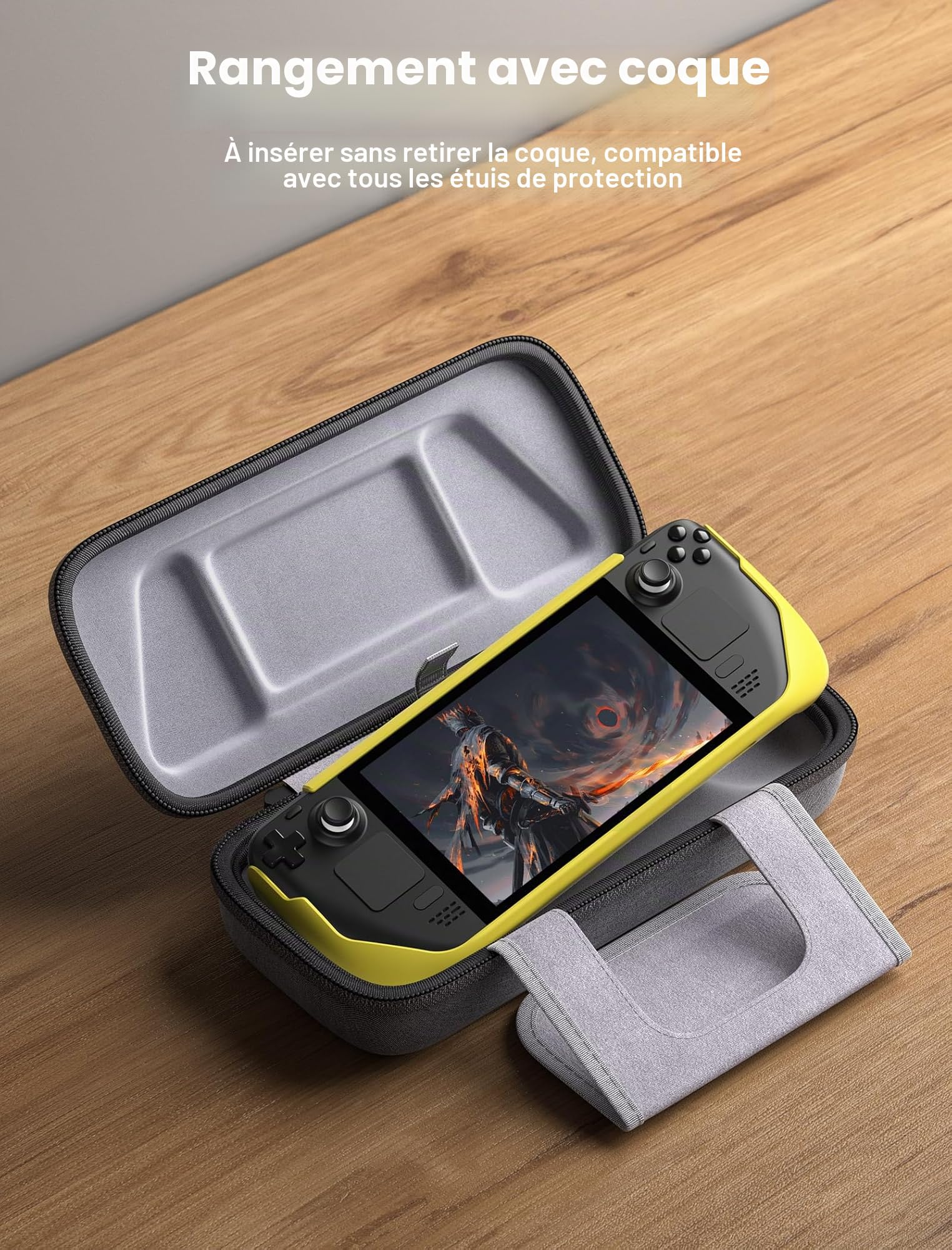 JSAUX Étui pour Steam Deck/ROG Ally, Étui de Transport Protectrice à Coque Dure avec Chargeur Intégré et Rangement Station d'accueil, Étui Transport Portable pour Steam Deck OLED/ROG Ally X - BG0106X