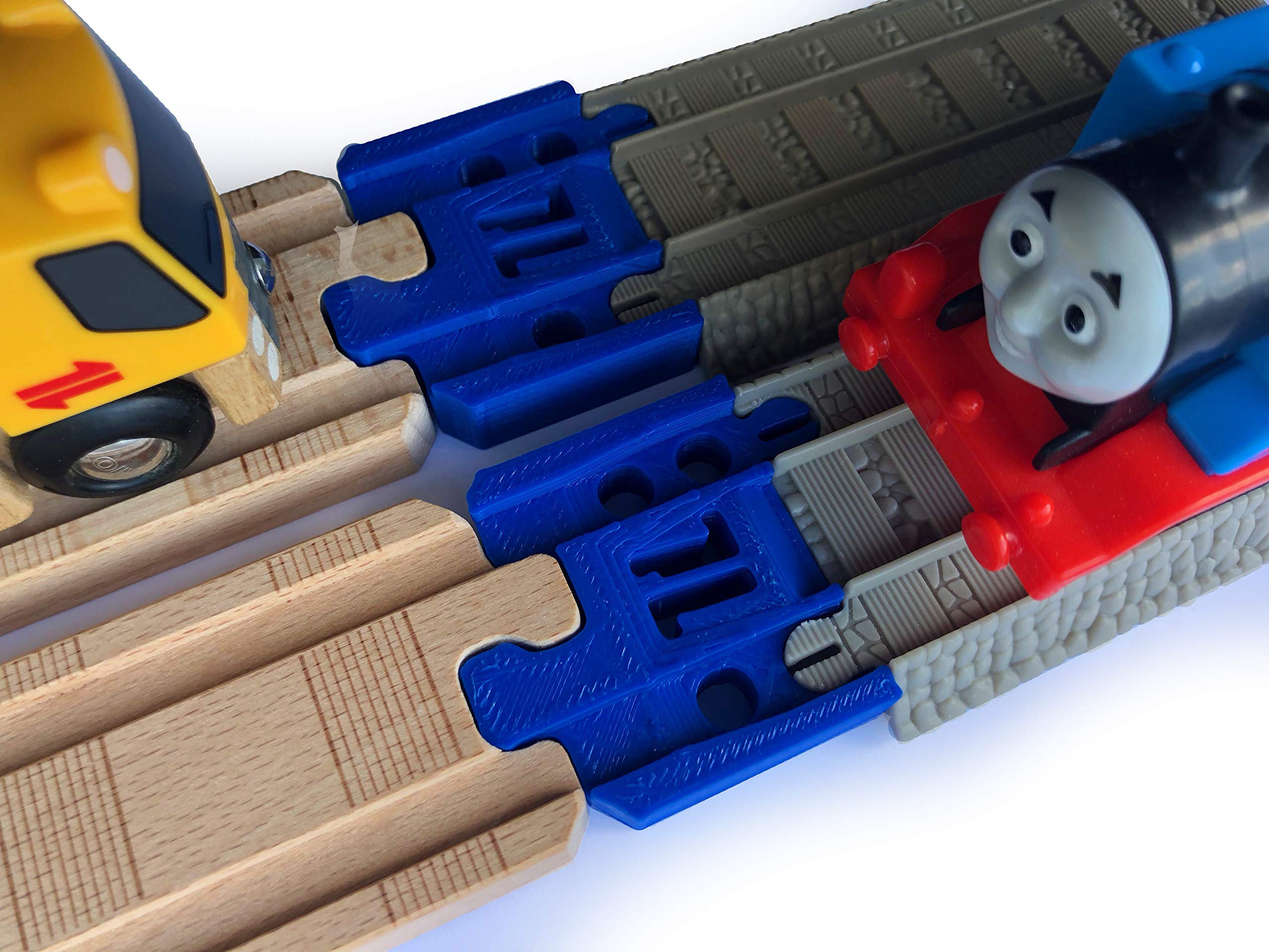TrainLab Thomas Wood 2018 to Trackmaster (Brown 2009) Train Track Adapters (Blue)