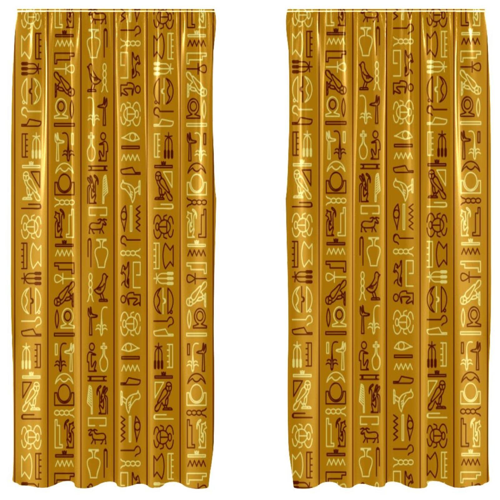 Rideaux jaune hiéroglyphe égyptienne au style unique