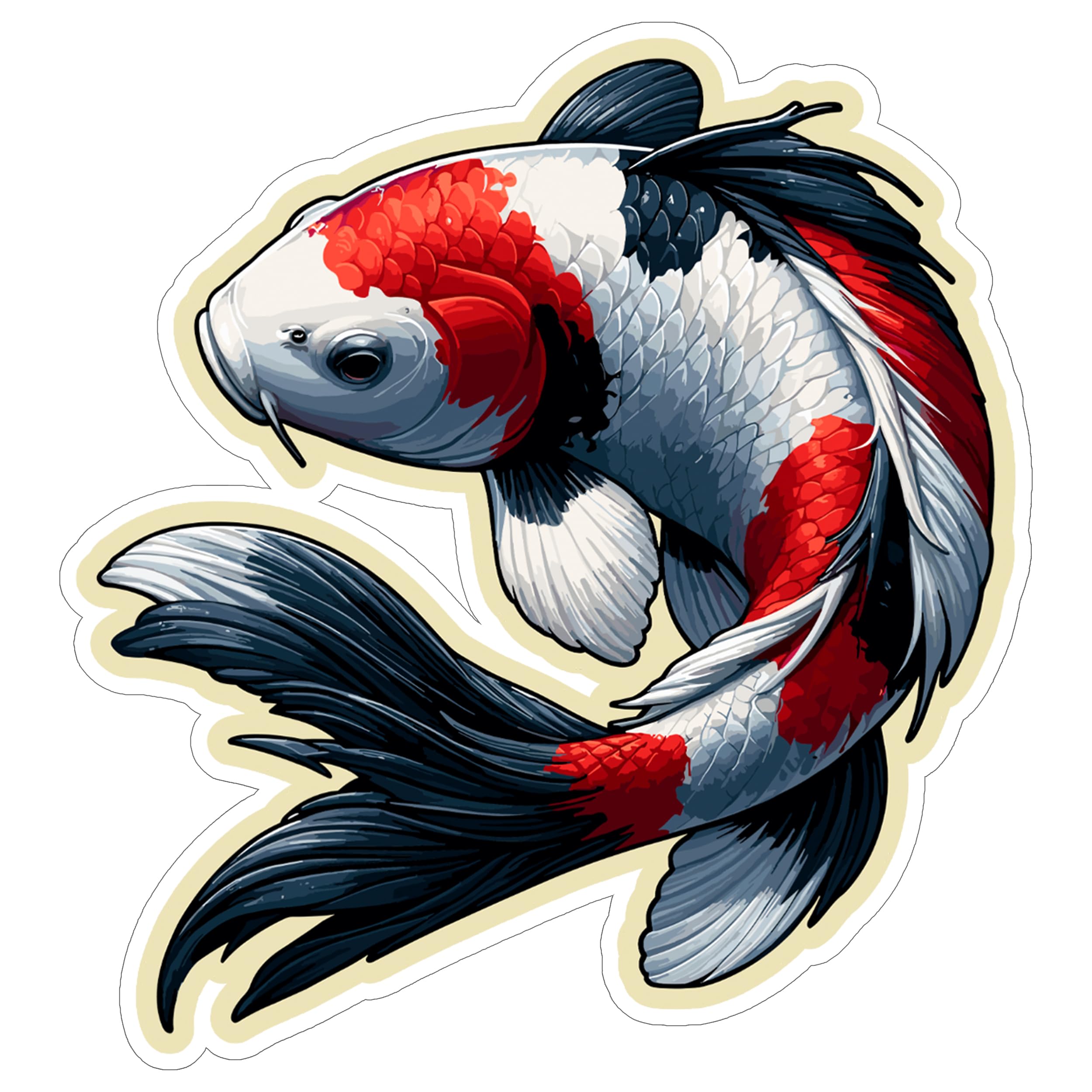 Koi Fish Sticker 4 Inch Aquatic Fish Lover Marine Life Fishing - Waterproof Animal Vinyl Decal for Laptop Water Bottle Car Tumbler - Durable Aesthetic