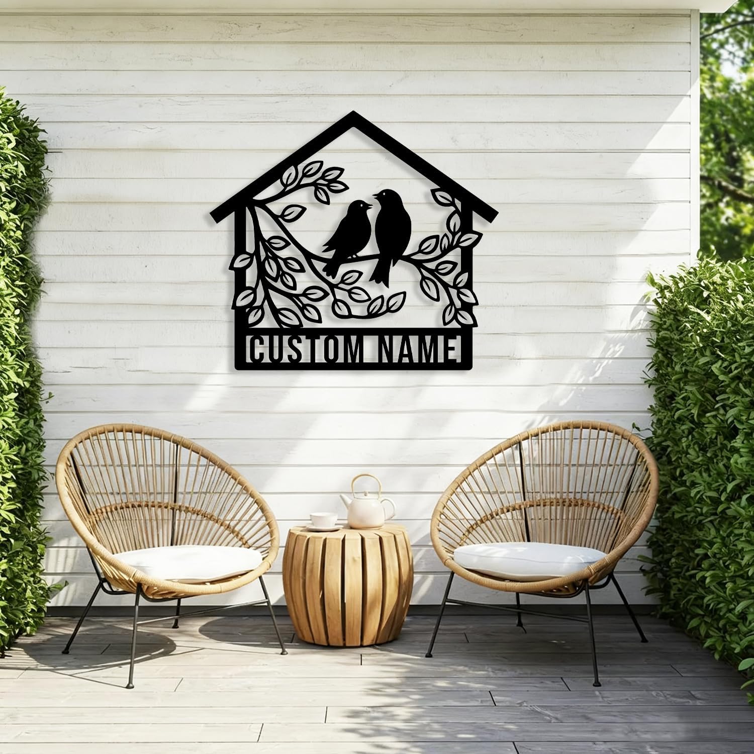 Custom Birdhouse Metal Sign,Personalized Garden Name Wall Art, Rustic Cabin Decor,Backyard Patio Yard Plaque,Farmhouse Wall Decor,Custom Address Sign (Style-4)
