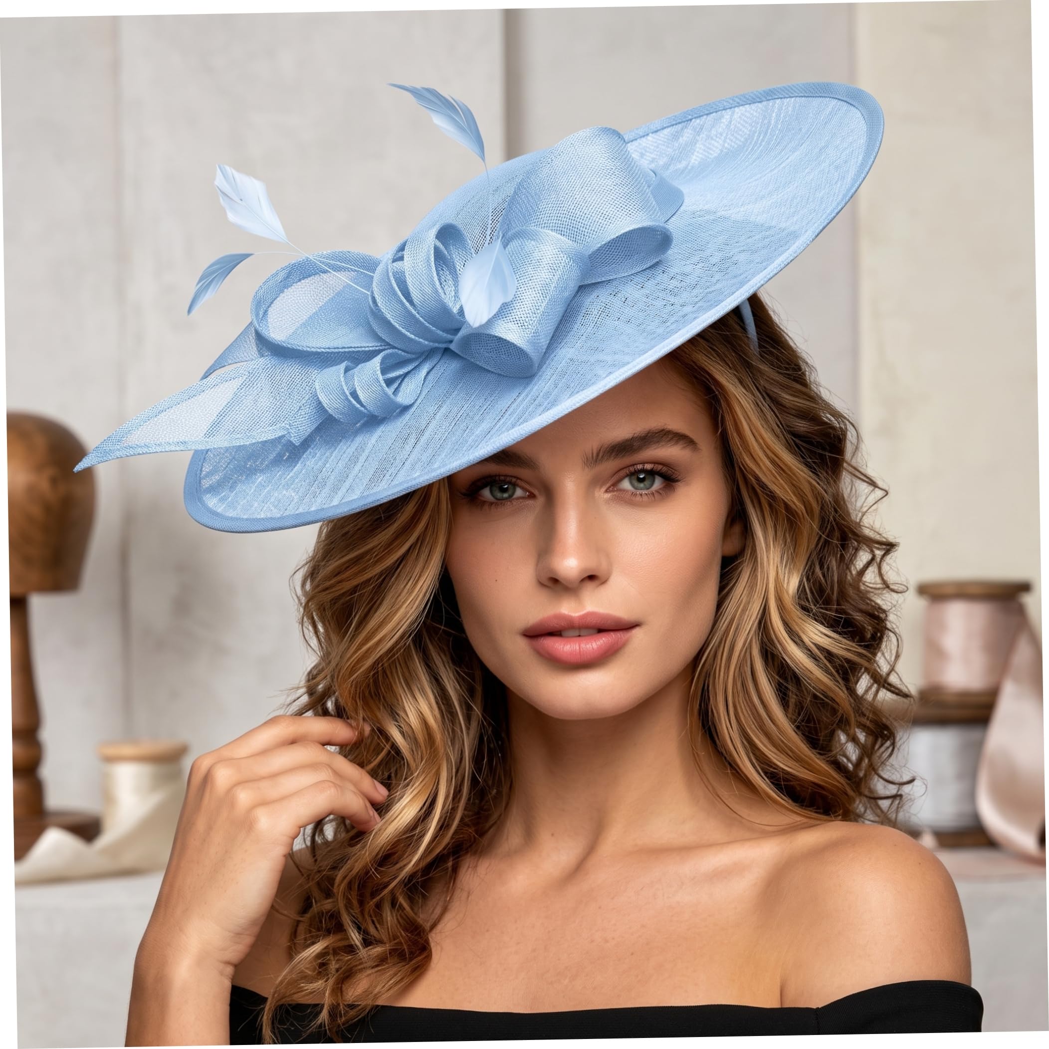 Fascinator da donna, cappelli fascinators con fiocco per donna Tea Party Sky Blue