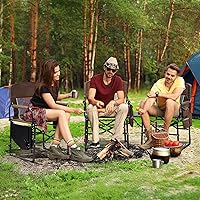Vista 7 de VINGLI Sillas de campamento, silla de directores, silla de camping con mesa auxiliar y bolsa de transporte, sillas de campamento resistentes