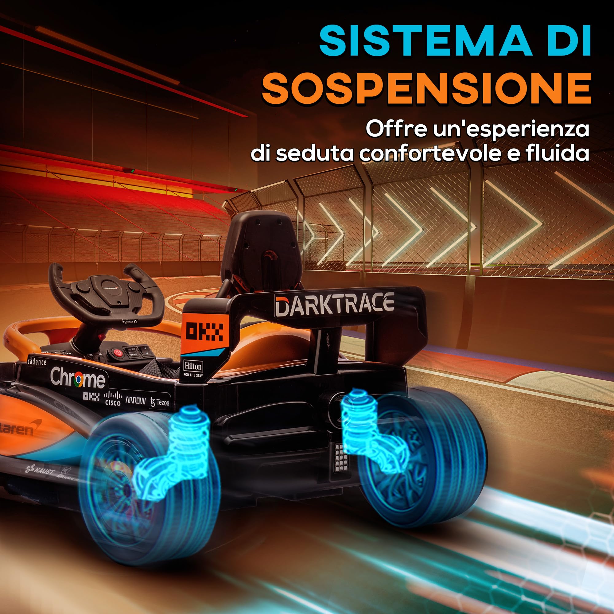 AIYAPLAY 12V Macchina Elettrica per Bambini 3-5 Anni McLaren F1 Arancione | Con Licenza, Macchinina Elettrica con Sospensione, 2.4G Telecomando, Musica, MP3 e Clacson, in PP e Acciaio Inox