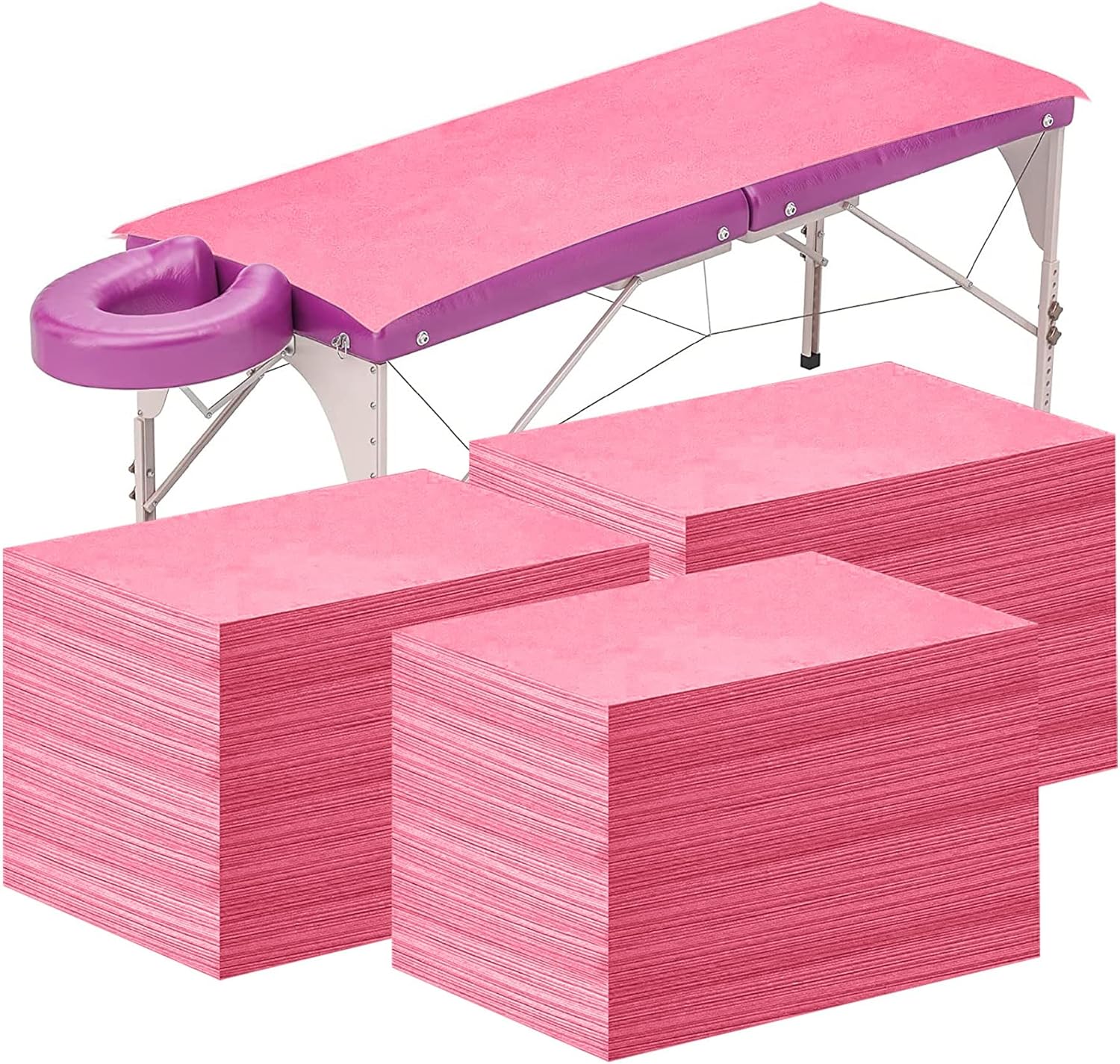 Framendino, 150 Pack Pink Spa Bed Disposable Sheet Disposable Sheets Waterproof for