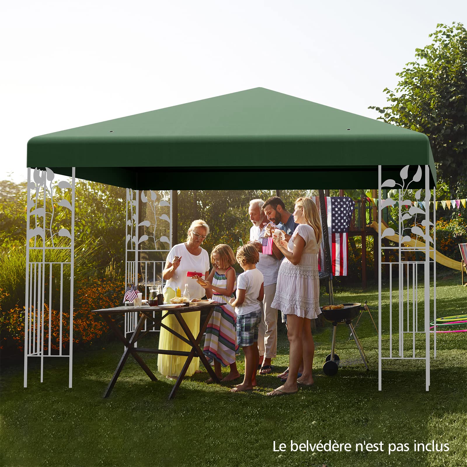 COSTWAY Toile de Toit de Rechange en Polyester pour Pavillon Tonnelle Tente 300 x 300 cm Couleur au Choix (Vert foncé)