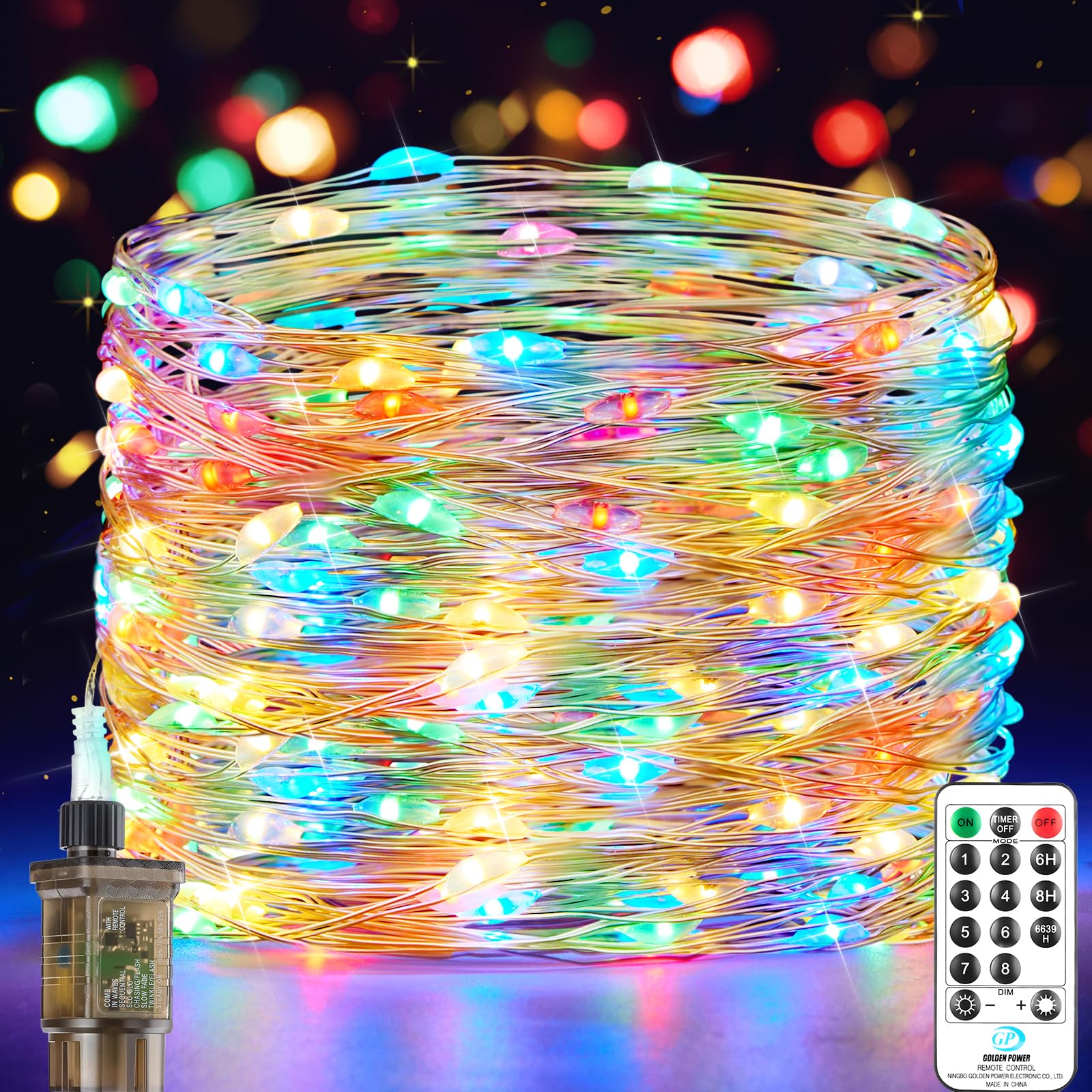 Forepin Multicolor 18M 150Led Fairy Lights Plug In, Outdoor Fairy Lights Mains Powered Waterproof String Light With Remote Timer, Christmas Tree Lights For Outside Indoor Garden Bedroom Party Camping