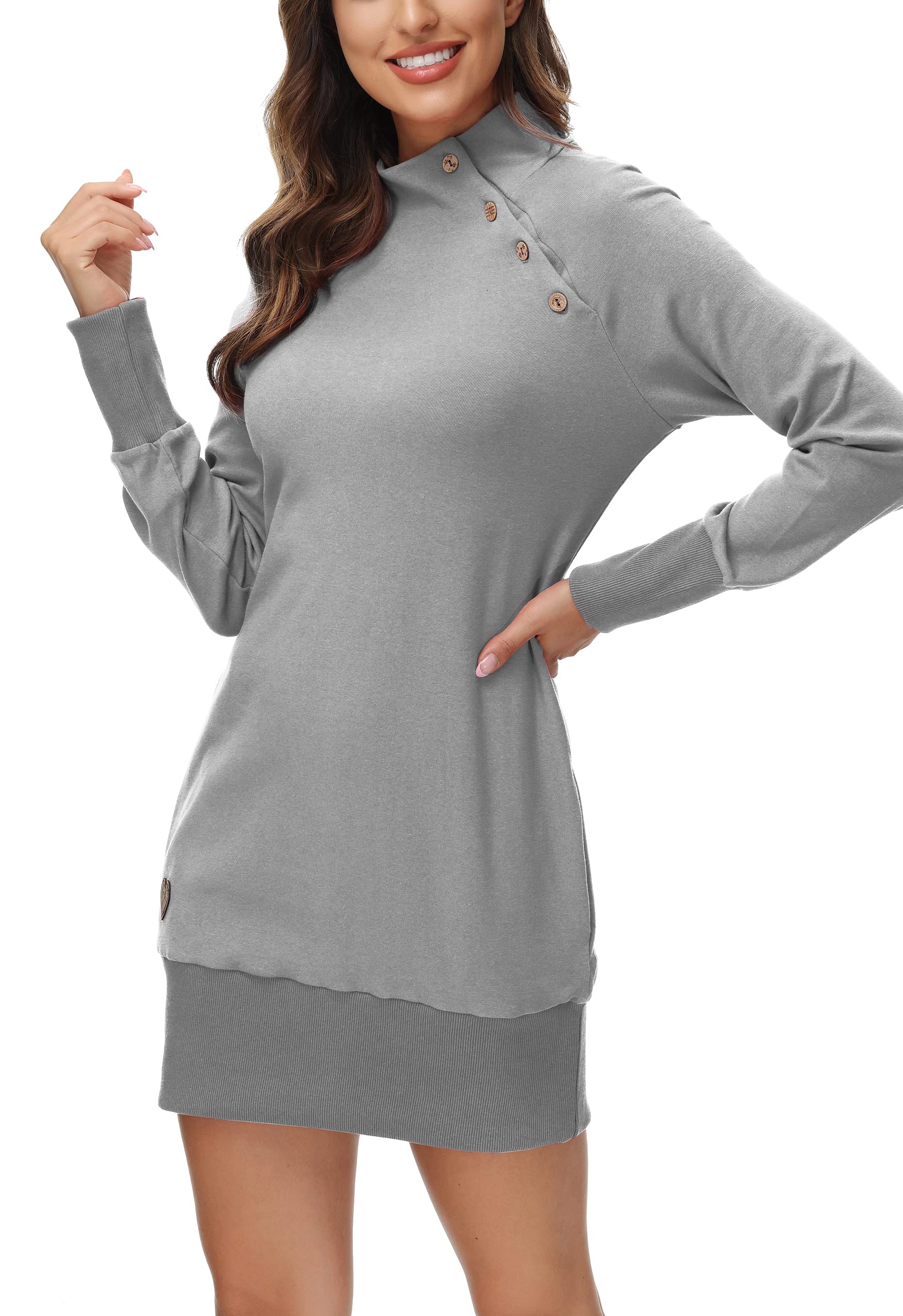 DOTIN Damska bluza z kapturem długi sweter damski długi elegancki sweter z golfem