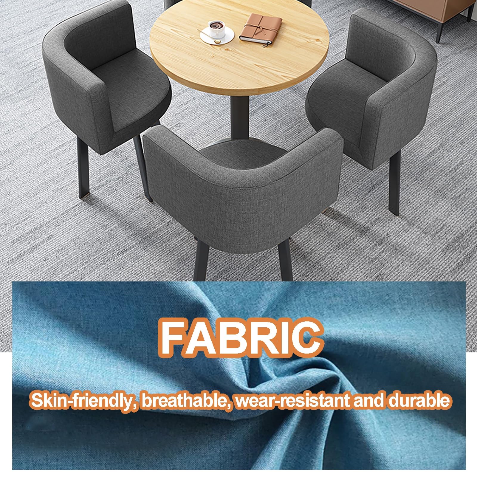 Ronde eettafel (110 cm) met 4 oudroze velours stoelen - Tafels Ronde eettafel (110 cm) met 4 oudroze velours stoelen - Tafels