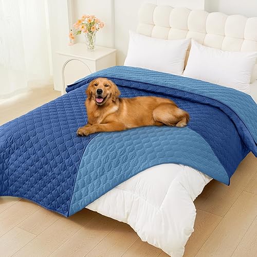 Miniatura 152 de Smiry Manta Impermeable para Cama de Perro 30x70, Manta Suave Reversible para Mascotas, Cubierta Lavable a Prueba de Fugas para Sofá de Gatos y Azul