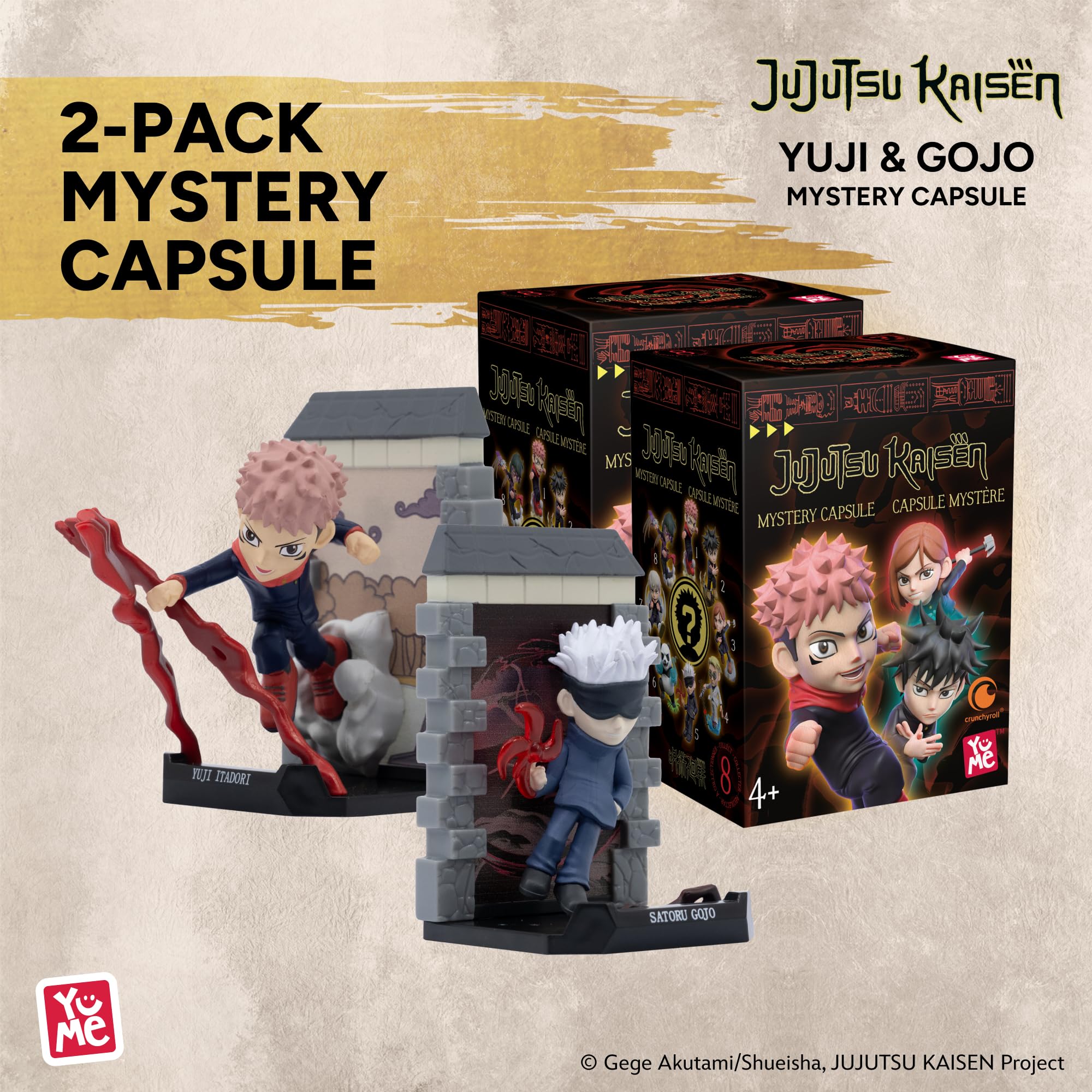 YuMe Offizielle Jujutsu Kaisen Blind Box (2er-Pack) – Sammelfiguren Mystery Blind Box enthält Yuji, Gojo, Megumi, Nobara und mehr – ideales Geschenk für Anime-Liebhaber, Sammler, Geburtstage und