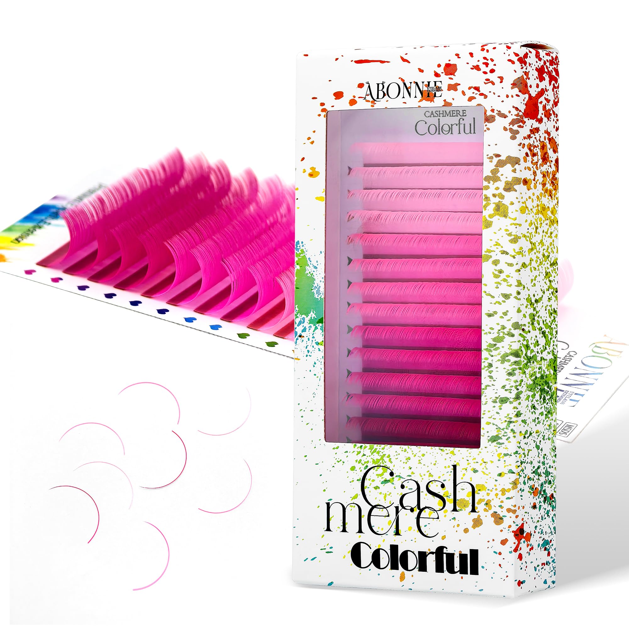 ABONNIE Colored Lash Extensions, 16 Rows Cashmere lash extensions, 0.07 C Curl 12-15mm Classic Lashes Extensions, Single Lash Extensions for