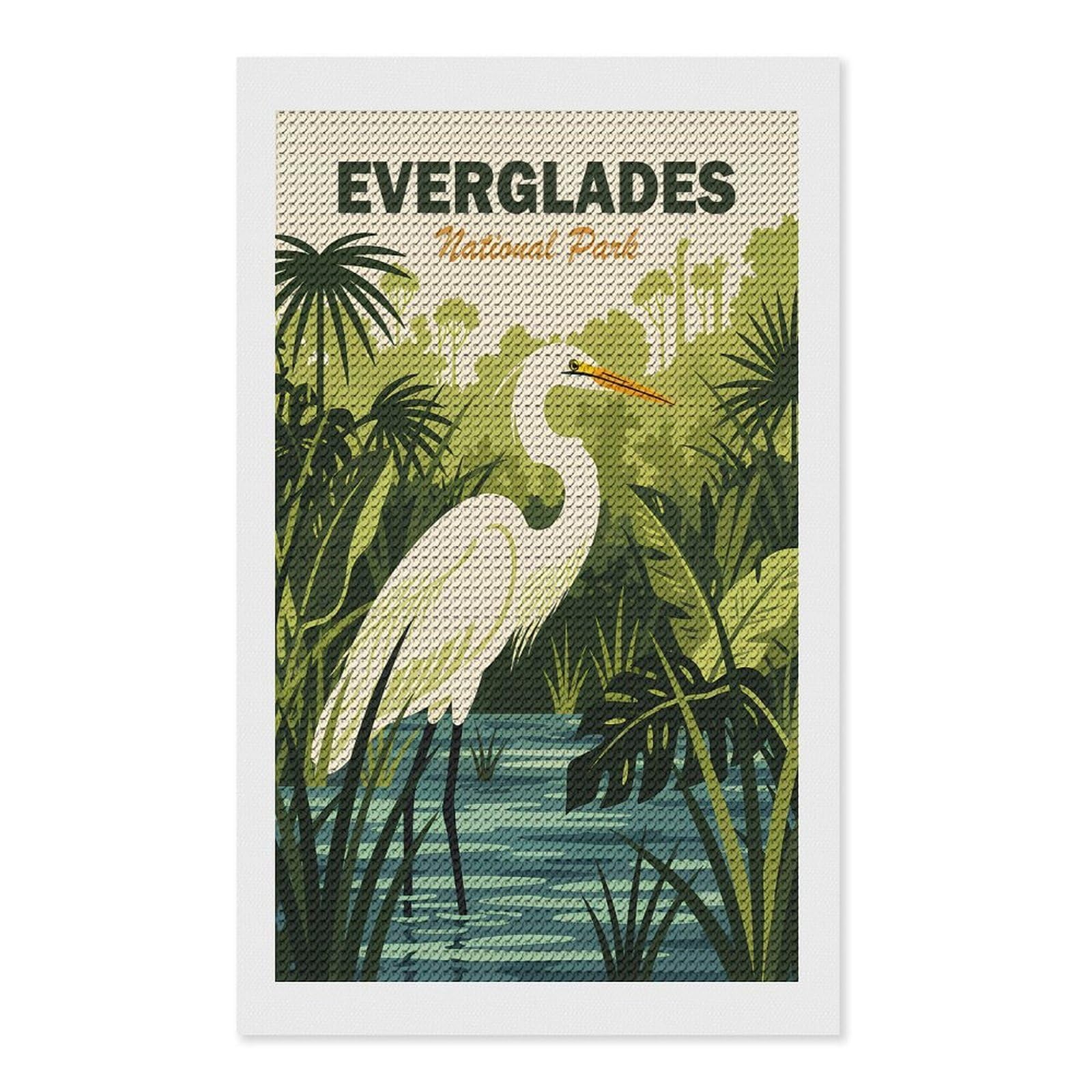 Junmoney Everglades National Park Diamond Painting Canvas Kit 12"x20", Adhesive Canvas, Christmas Gift, Full Kit Included, Thoughtful Present
