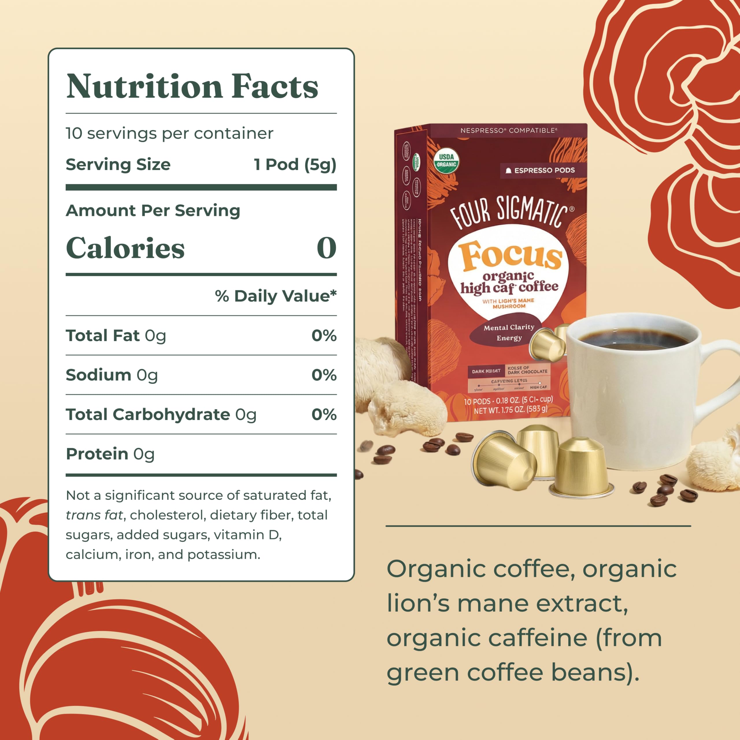 Amazon.com : Four Sigmatic Focus High Caffeine Coffee Pods