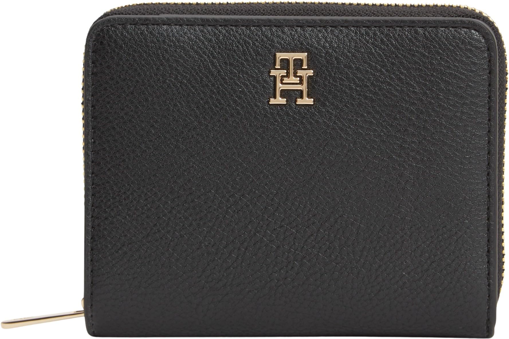 Tommy Hilfiger TH Icon Med Za W/​Flap Aw0aw18475, Cartera con Cremallera Alrededor Mujeres, Black (Black), Talla única