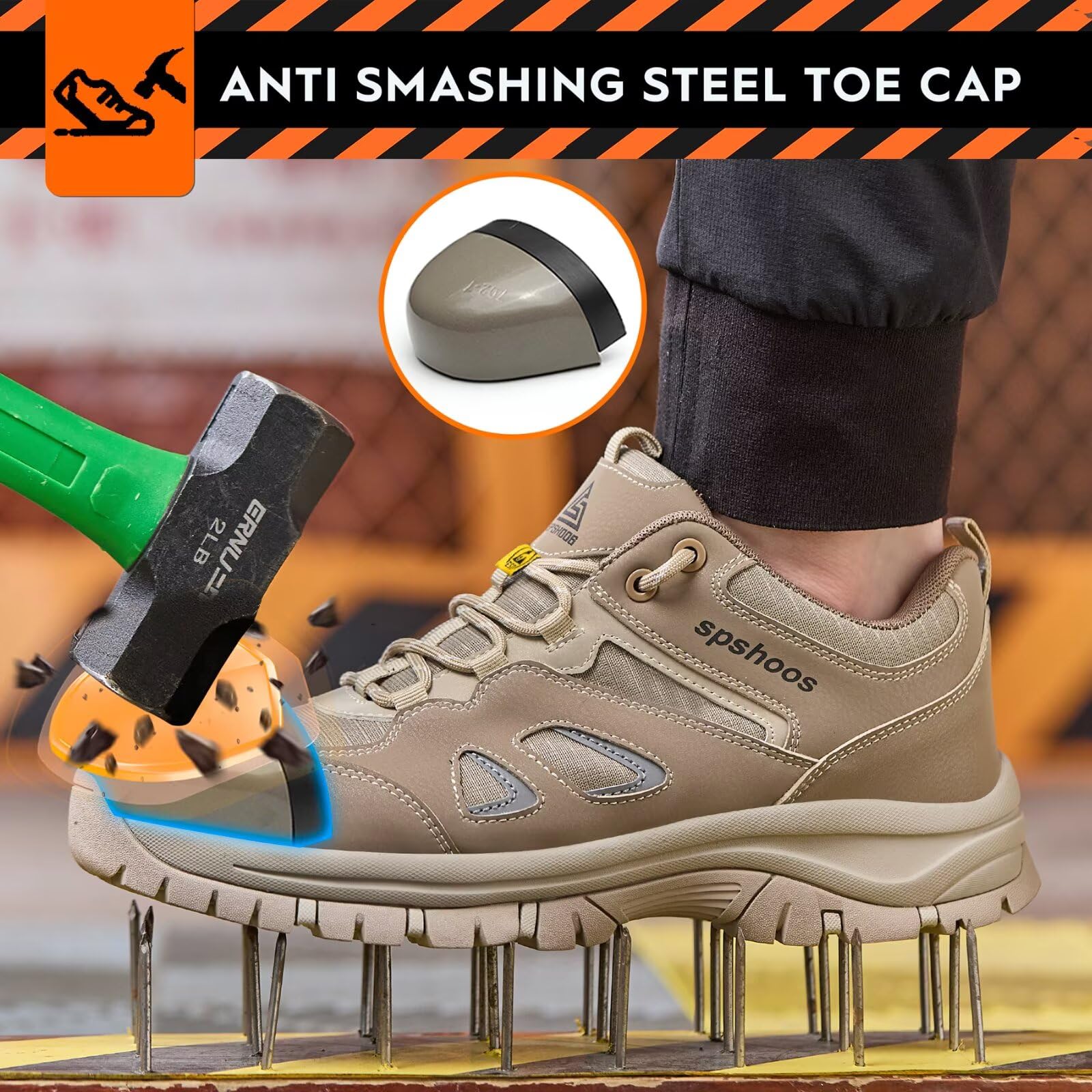 Scarpe Antinfortunistiche Uomo Donna S1P Scarpe da Lavoro ESD Leggere Antiscivolo con Punta in Acciaio Traspiranti Comode