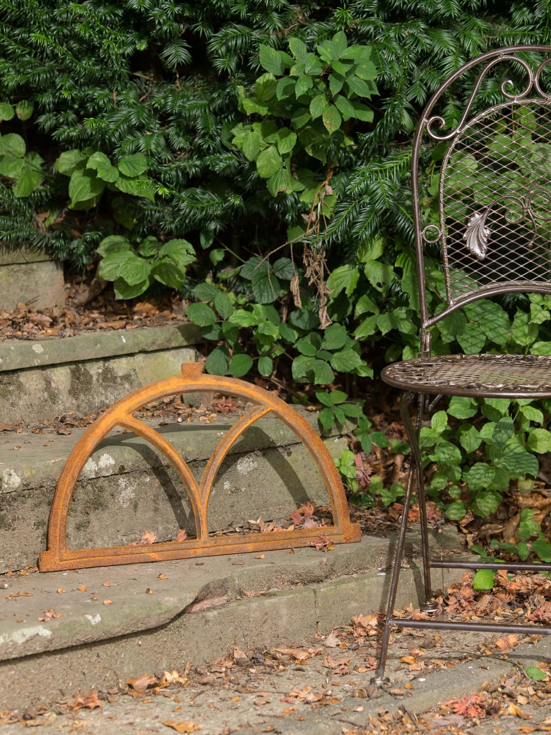 Fenêtre Ornementale En Fer - Style Antique - Gris - 32x47 Cm - Aubaho