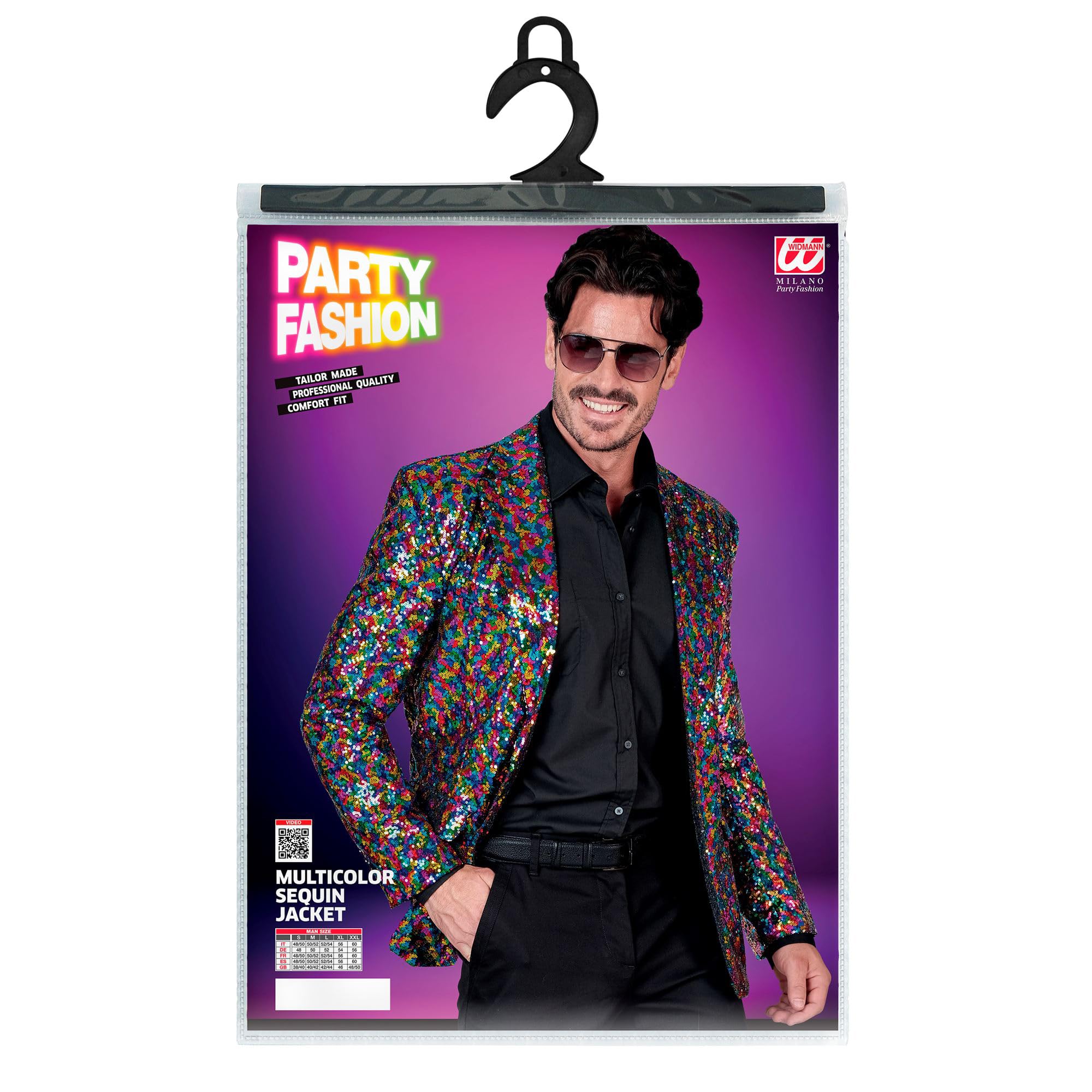 Widmann W MILANO Party Fashion - Party Fashion Men's Sequin Disco Fever Suit Jacket Strike Move, Colourful, XXL - Image 2