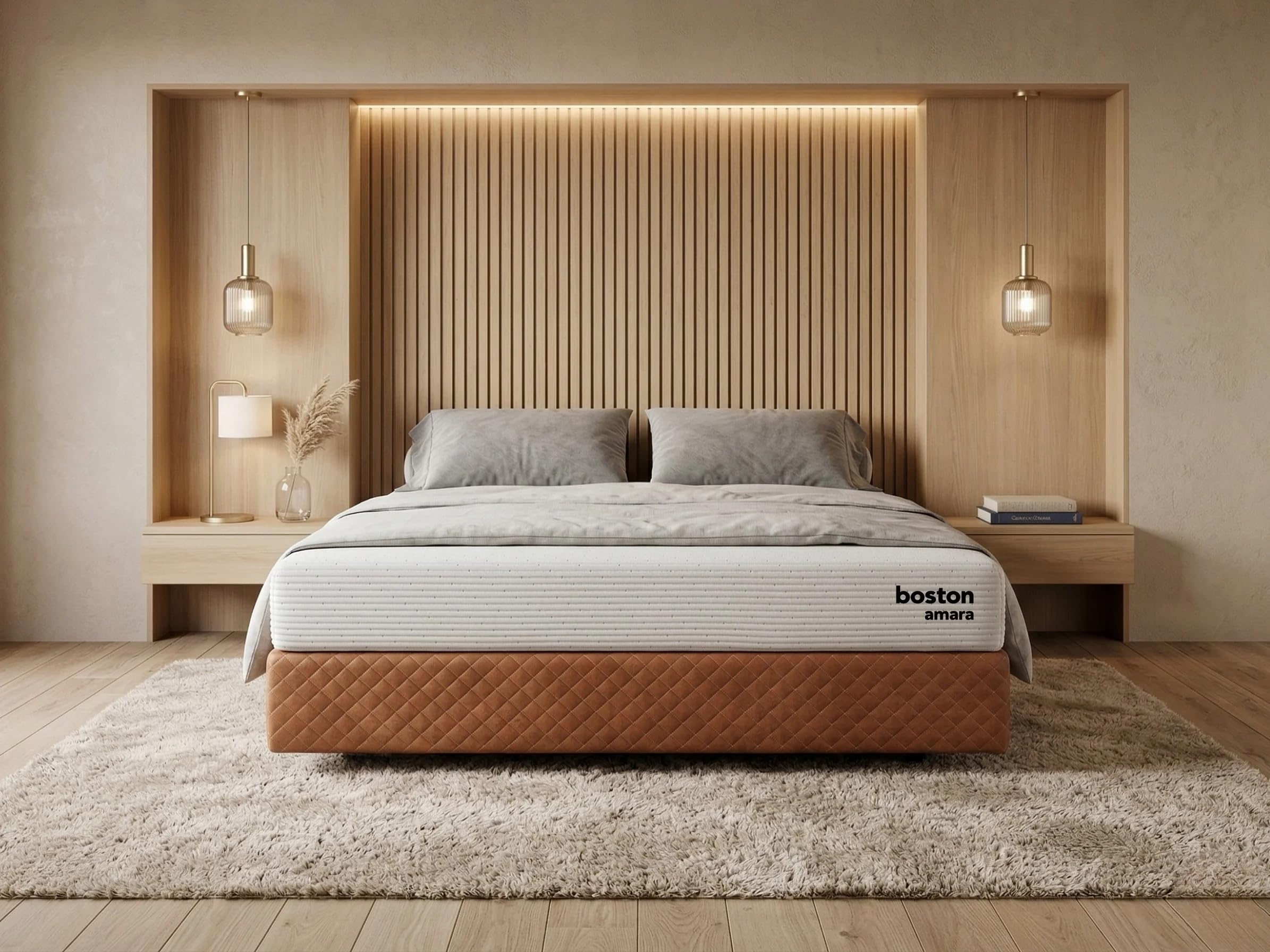 Boston Amara 8-inch Graphite Infused 𝗗𝘂𝗮𝗹-𝗖𝗼𝗺𝗳𝗼𝗿𝘁 Latex Mattress | Double Size (72x48x8 Inch), Medium-Firm | Hypoallergenic | GOTS-Certified Seroya Organic Fabric | 10-Year Warranty