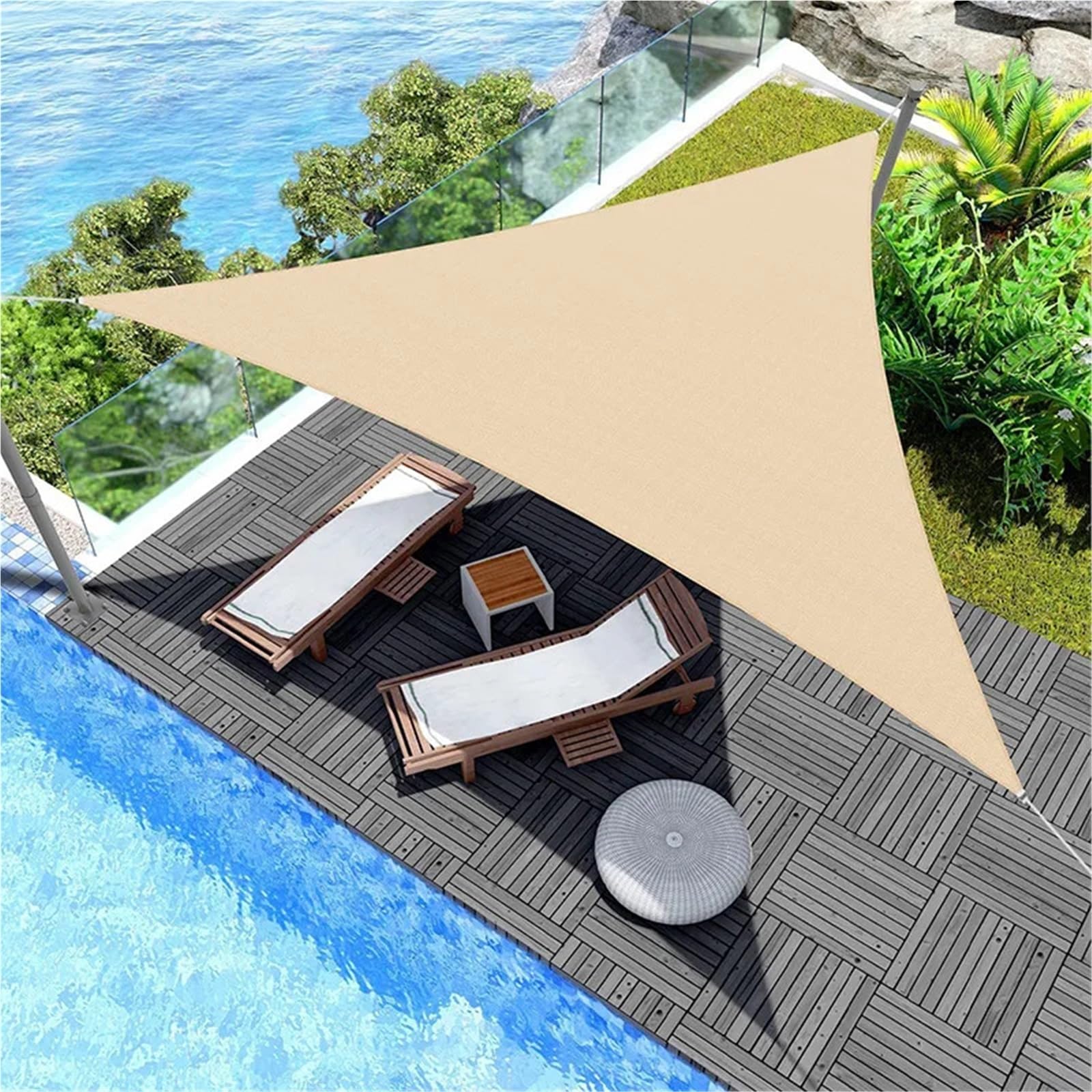 Vela Ombreggiante Tendalino parasole triangolare for esterni, impermeabile, con protezione UV(Beige,2mx2mx2m)