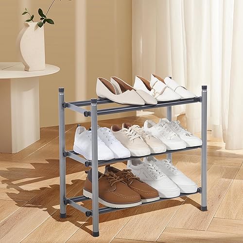 Miniatura 7 de STORAGE MANIAC Zapatero expandible, zapatero apilable para armario, organizador de zapatos pequeño para entrada, zapatero ajustable para garaje,