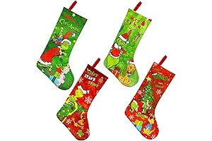 Grinch Stockings 4-Pack: Whoville Merry Christmas Decorations