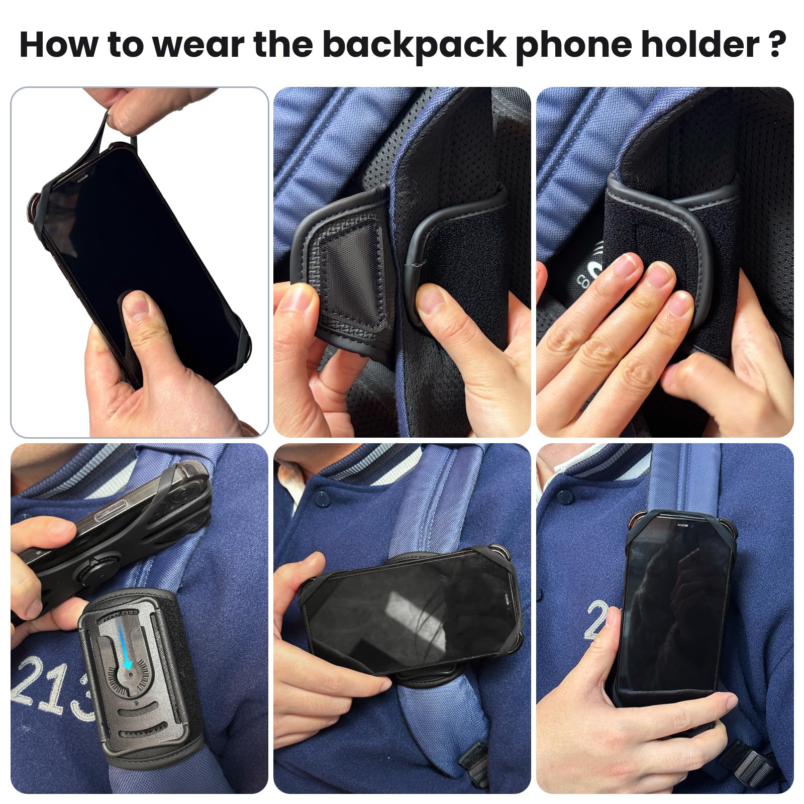 Cikyner 2 in 1 Backpack/Belt Phone Holder for 4-7cm Wide Backpack Strap