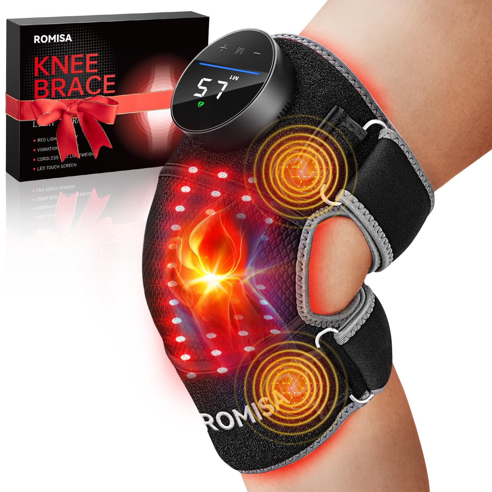 Sponsored Ad - Red Light Therapy Knee Brace with Heat & Massage, Cordless Rechargeable Controller, 20Min Auto Timer, 660nm & 850nm Near Infrared Light Therapy Device for Knee/Elbow/Shoulder, for Women Men.