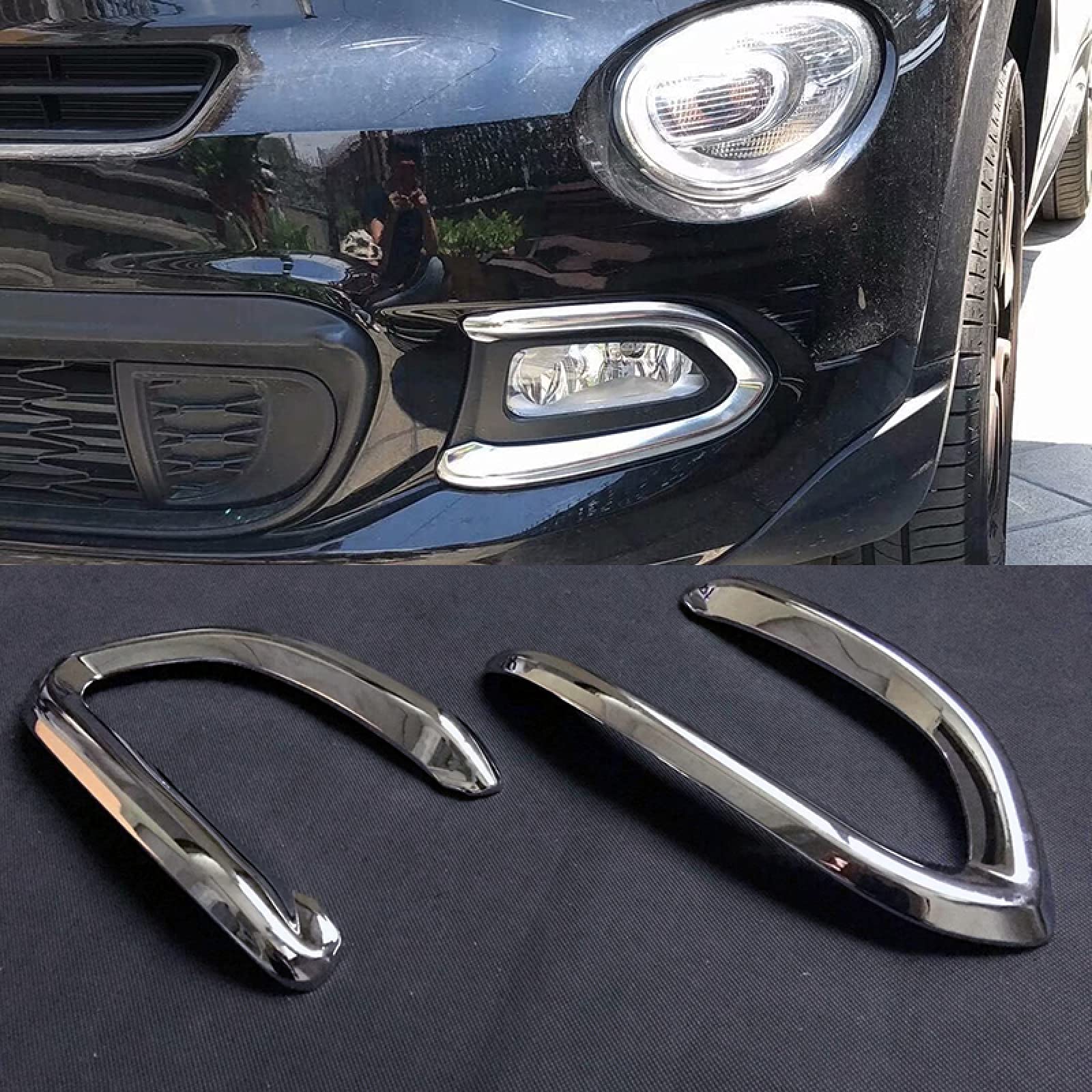 Cromato Anteriore Fendinebbia Copertura della Lampada Trim Fendinebbia Guarnizione Striscia Paraurti Sopracciglio Palpebra Modanatura, Per Fiat 500X 2015-2018