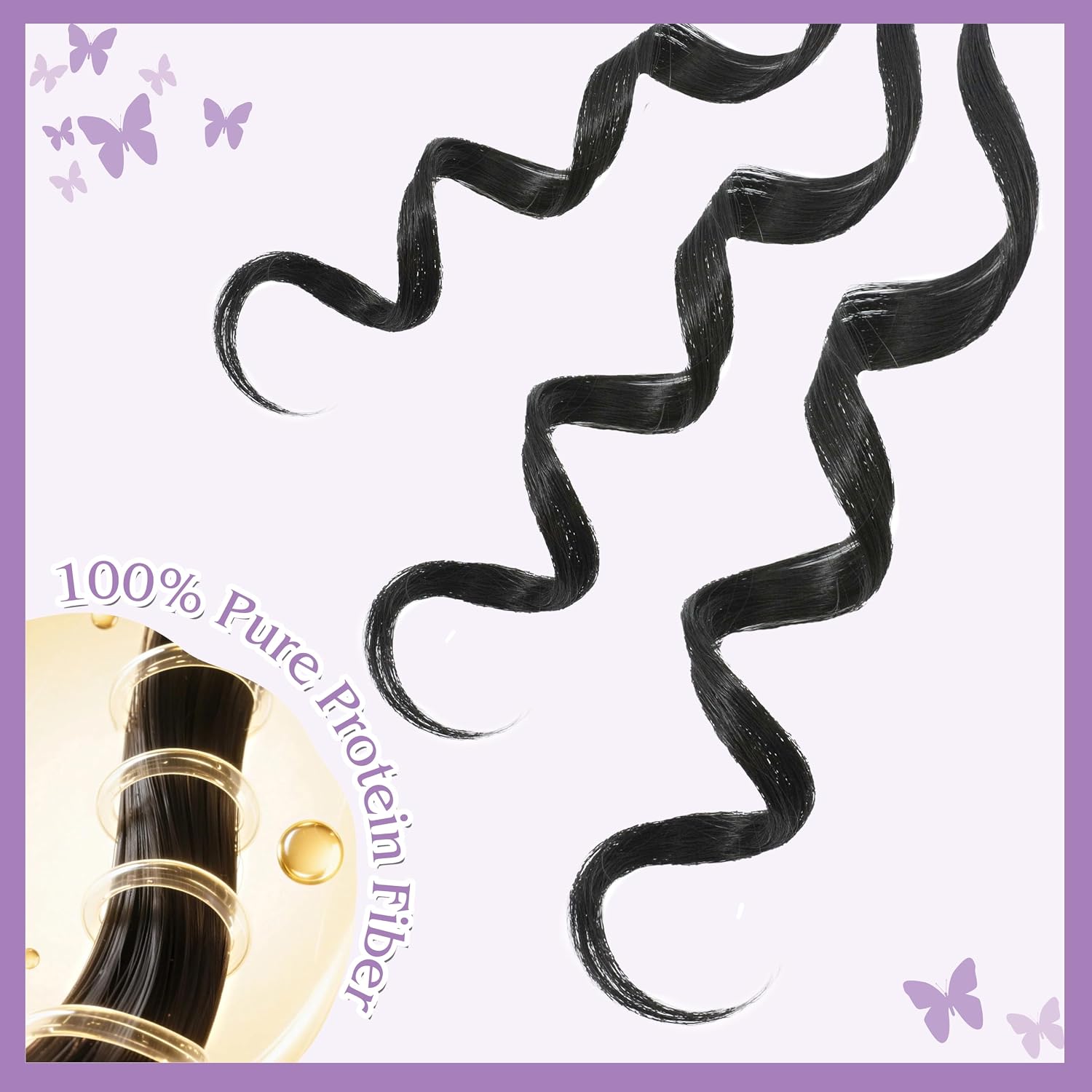 Pure Protein Fiber French Curl Braiding Hair Close to Human Hair 20Inch Pre Stretched Bouncy Braiding 8 Packs Loose Wavy Crochet Braids Soft French Curls Hair Extensions for Black Women (20Inch,1B)