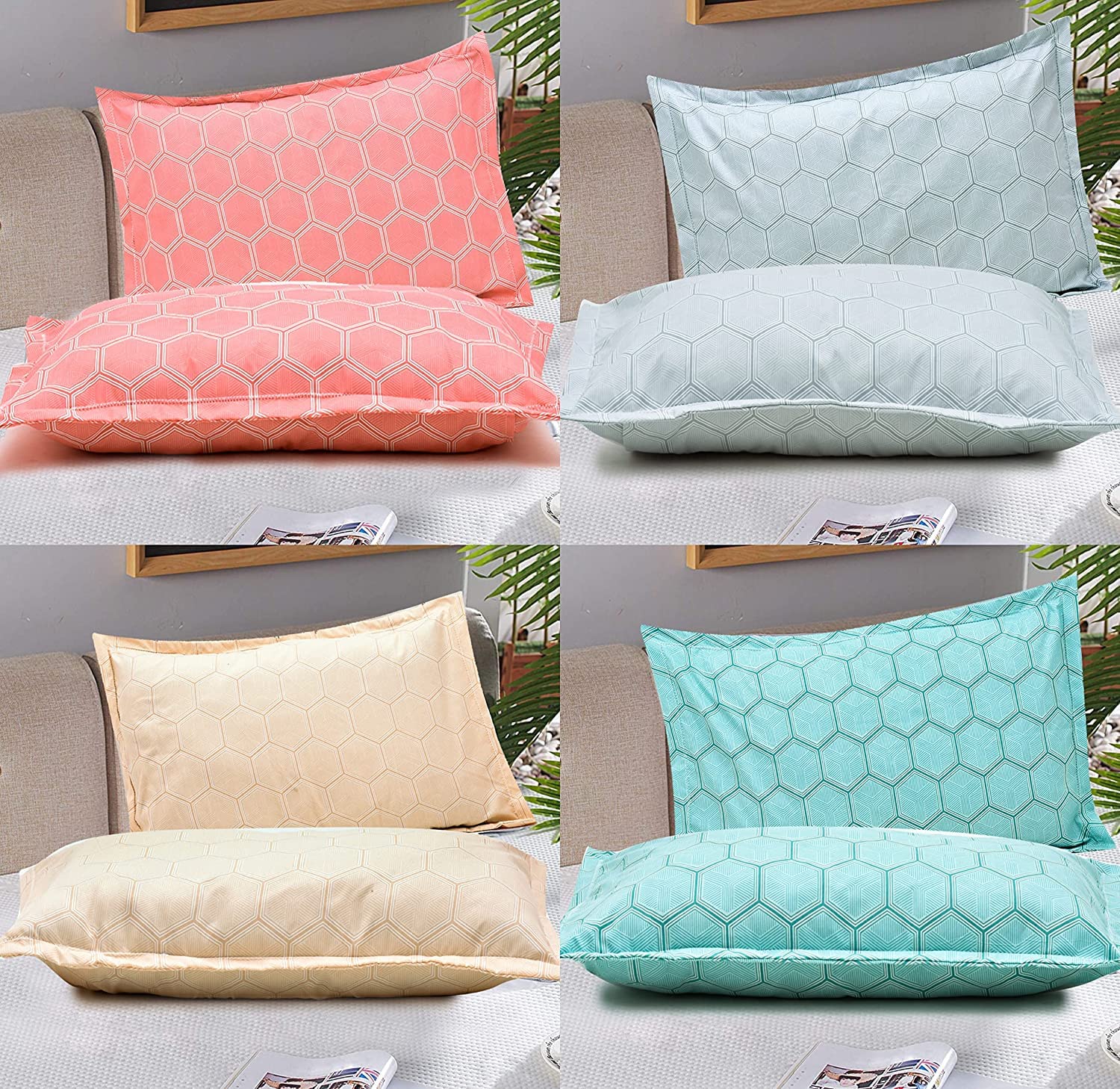Amazon Brand – Umi Super Soft Brushed Microfiber Cotton Printed Pillow Covers Set of 8 - 17" x 27" (Multicolor3)