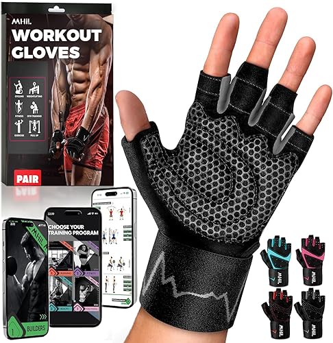 MhIL Guantes de entrenamiento para hombres y mujeres guantes de levantamiento de pesas guantes de gimnasio para hombres guantes de ejercicio guantes