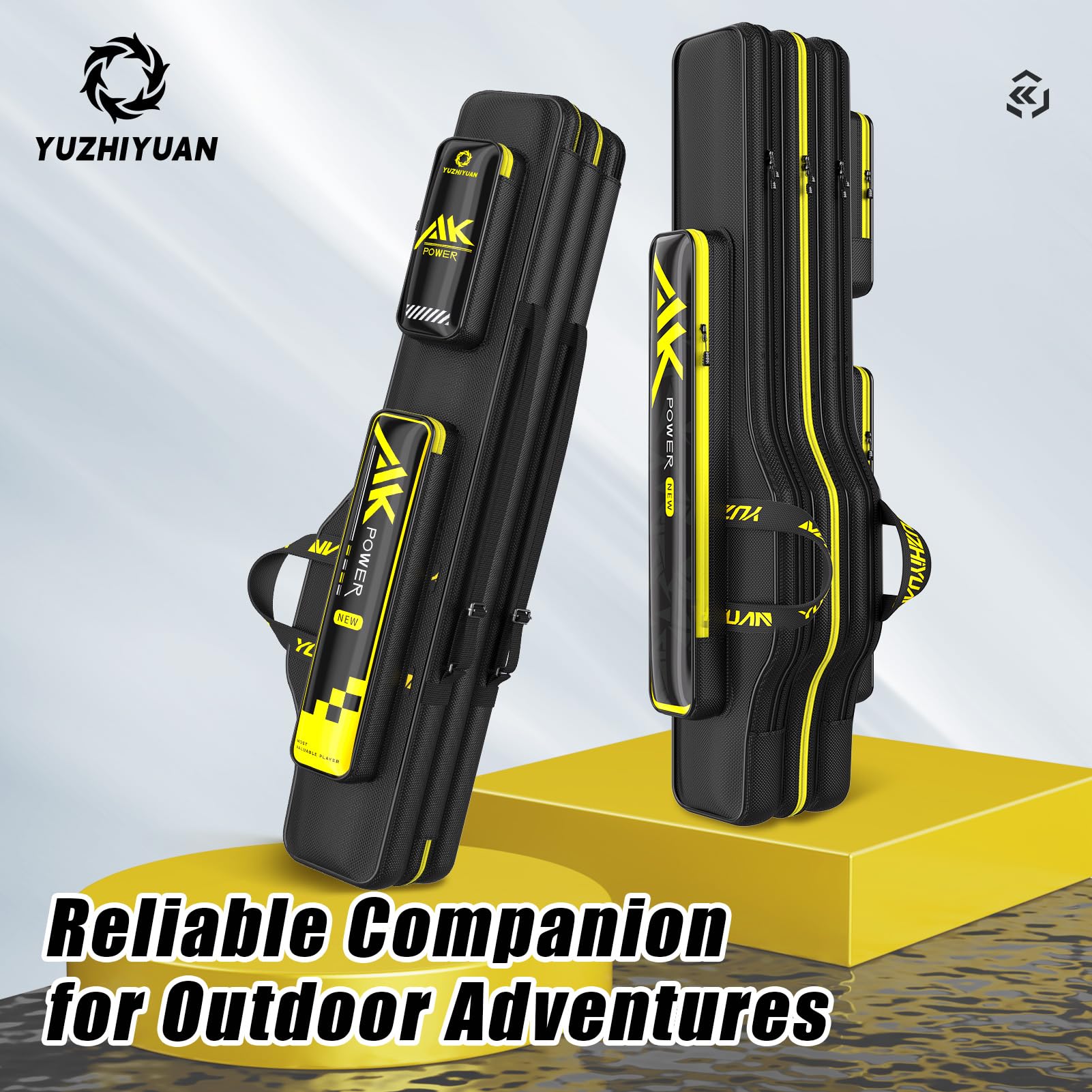 Custodia per Canna da Pesca a Triplo Strato 1680D Oxford Pesante Custodia e Borsa per Canna da Pesca con Telaio Rinforzato con Filo Metallico Anti-Deformazione Scomparti ad Accesso Rapido Struttura